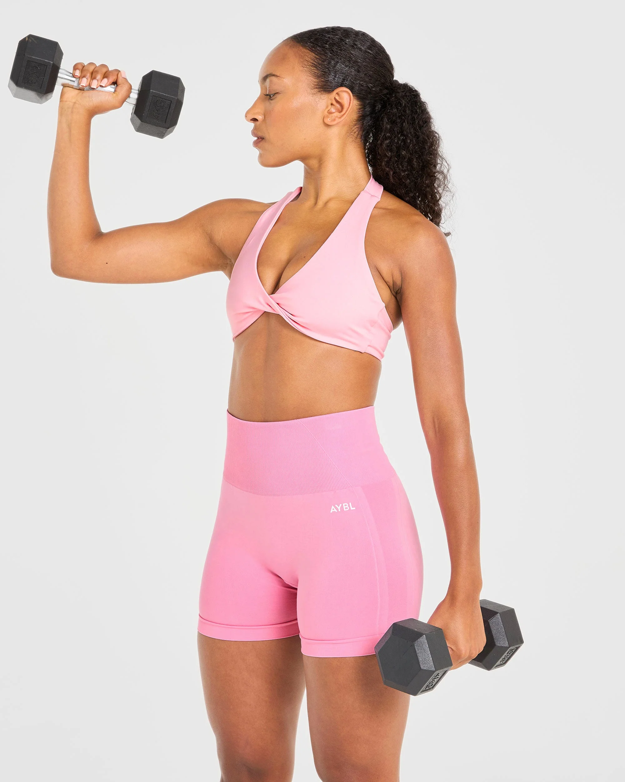 Essential Halterneck Sports Bra - Baby Pink - Image 7