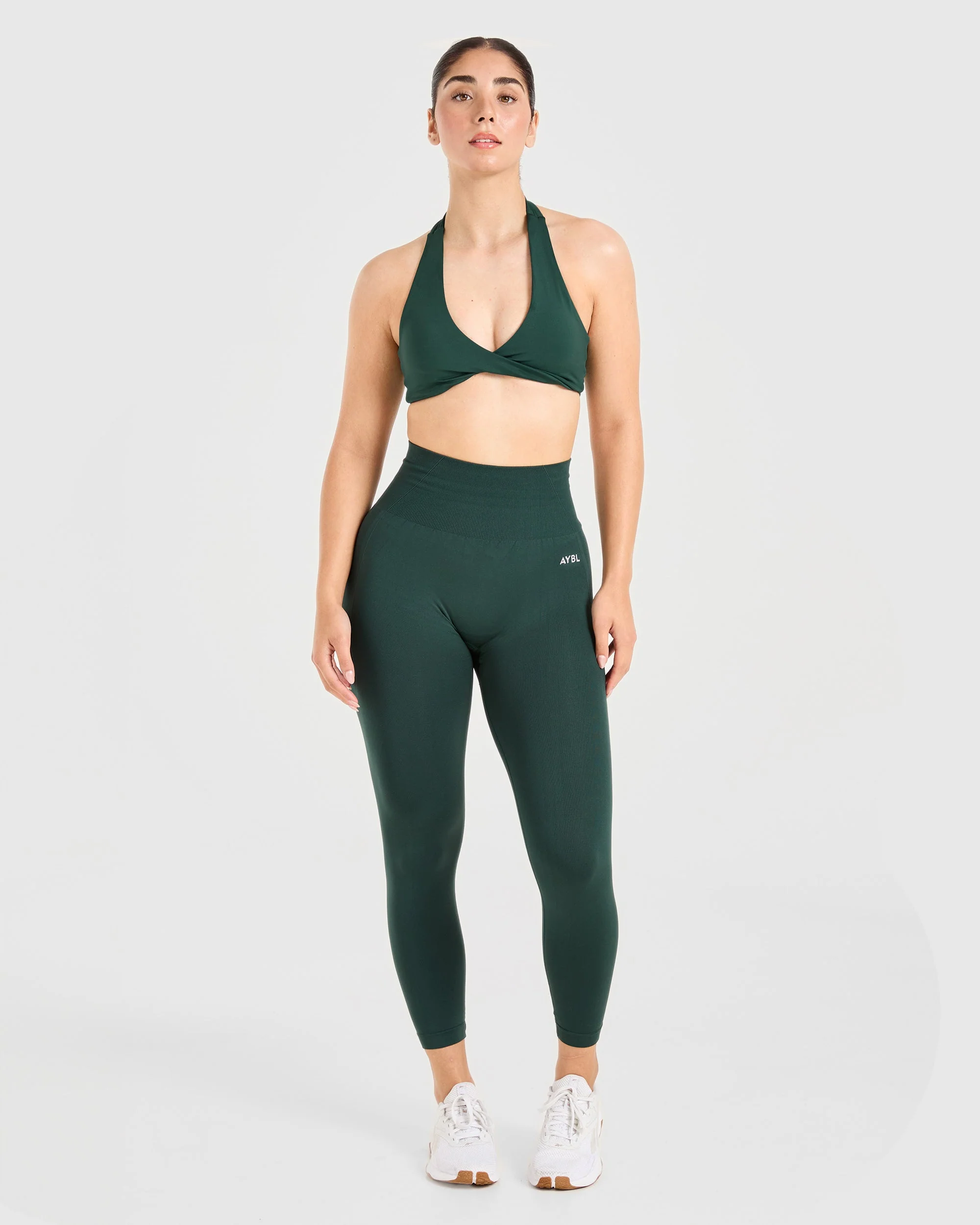 Essential Halterneck Sports Bra - Deep Green - Image 3