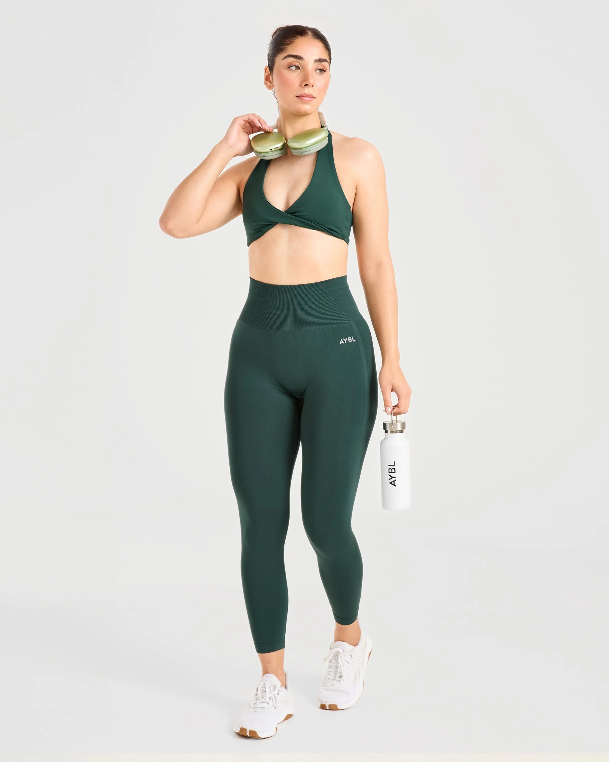 Essential Halterneck Sports Bra - Deep Green - Image 8
