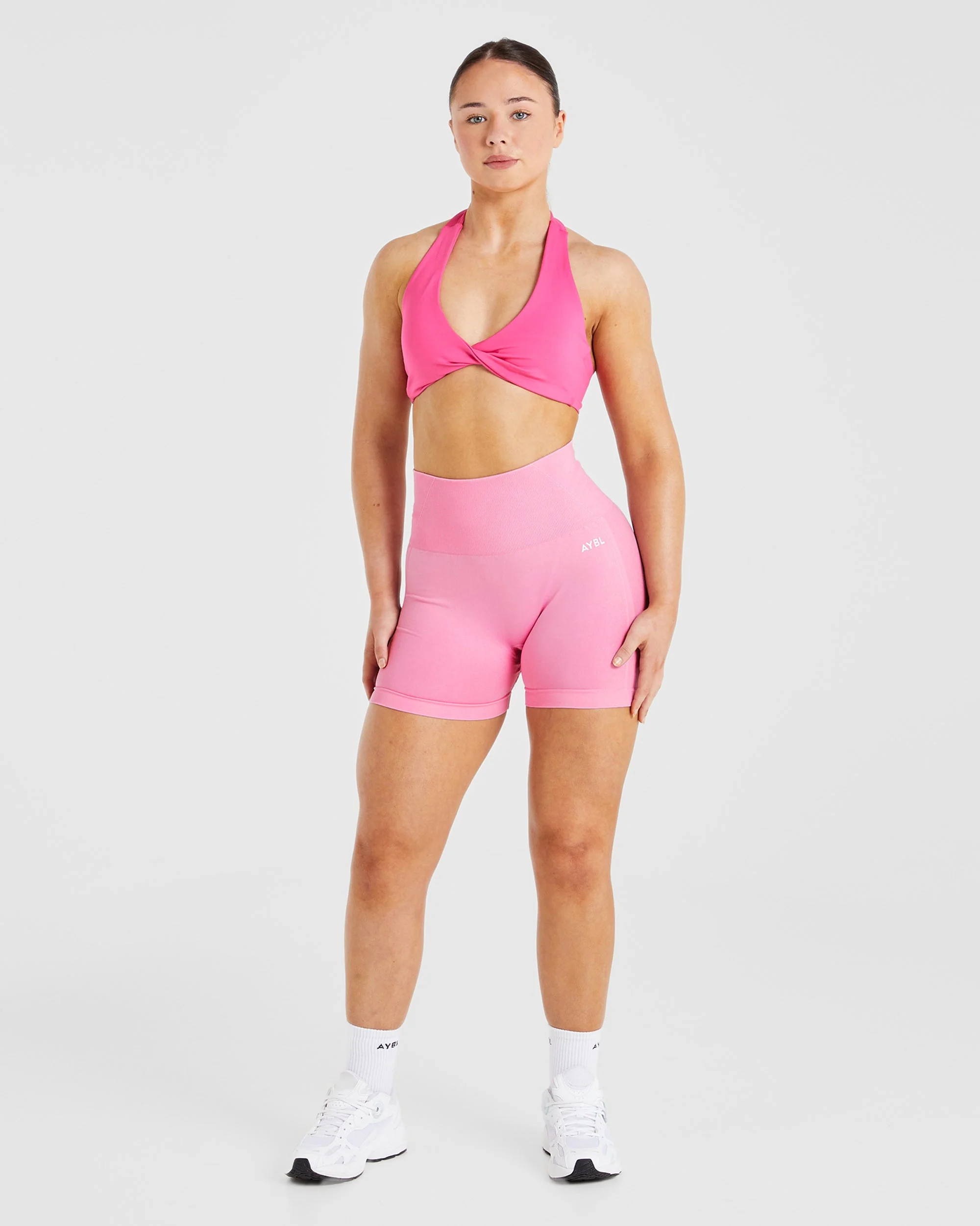 Essential Halterneck Sports Bra - Hot Pink - Image 3