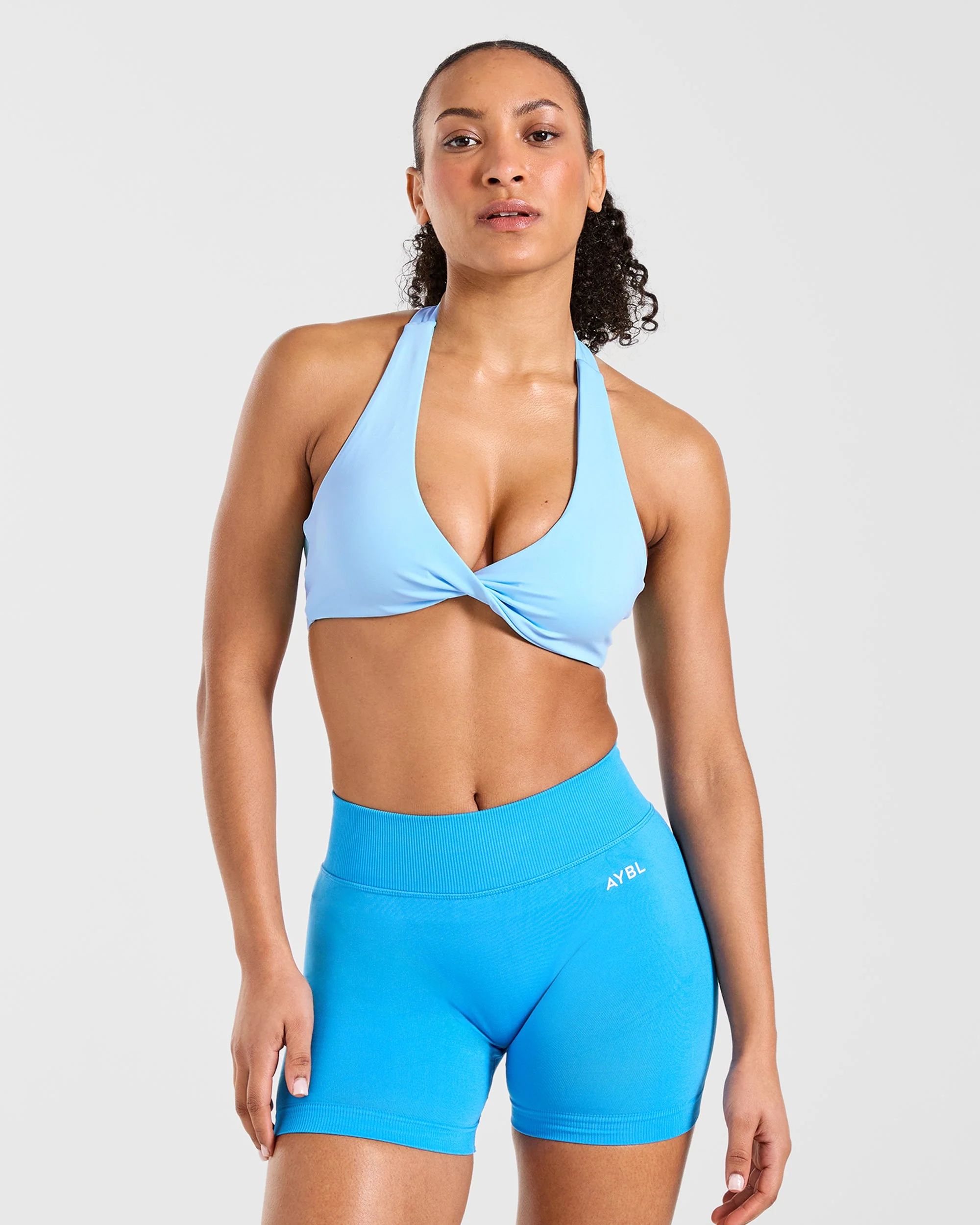 Essential Halterneck Sports Bra - Vibrant Blue