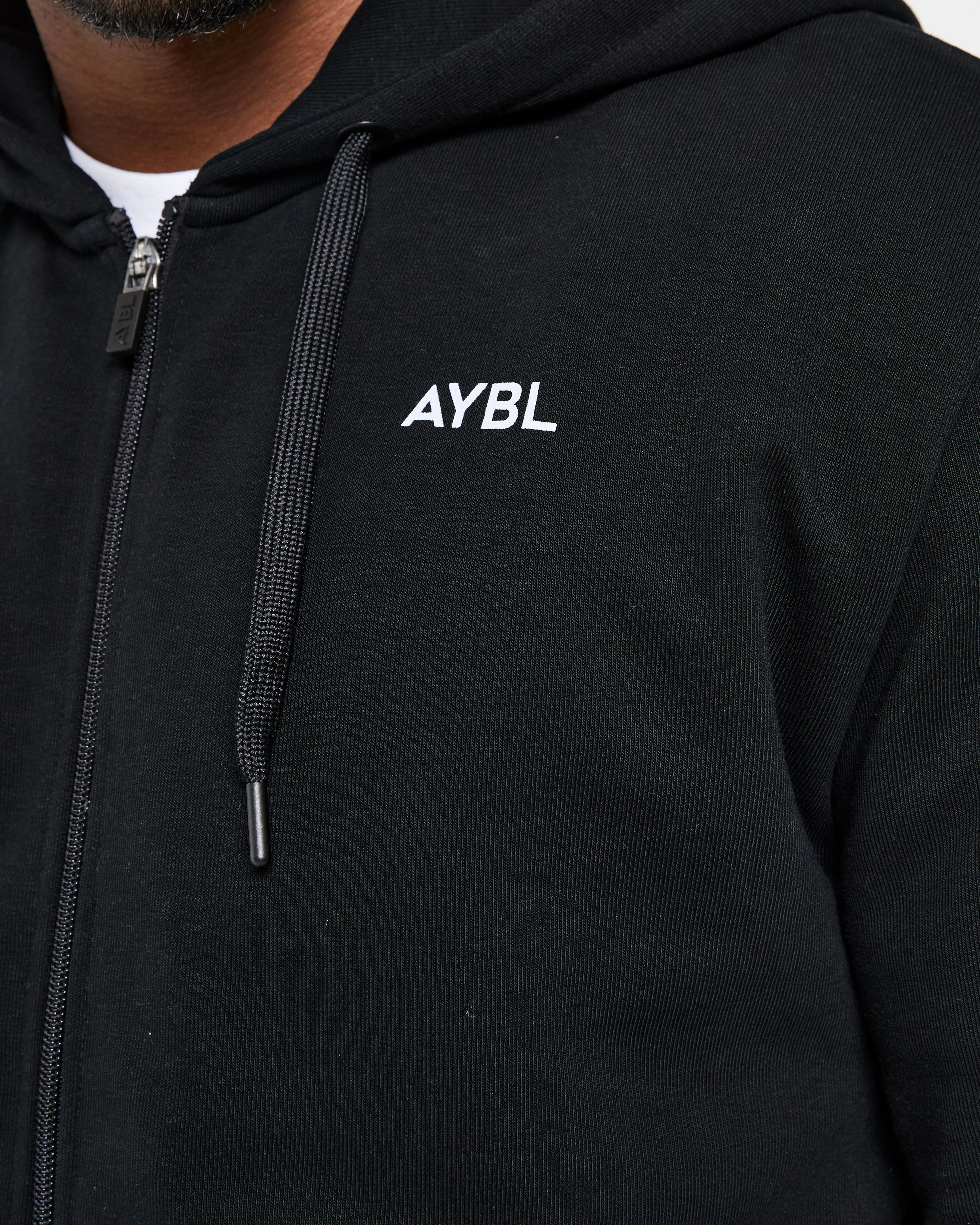 Essential Lightweight Zip Up Hoodie - Black - Image 5