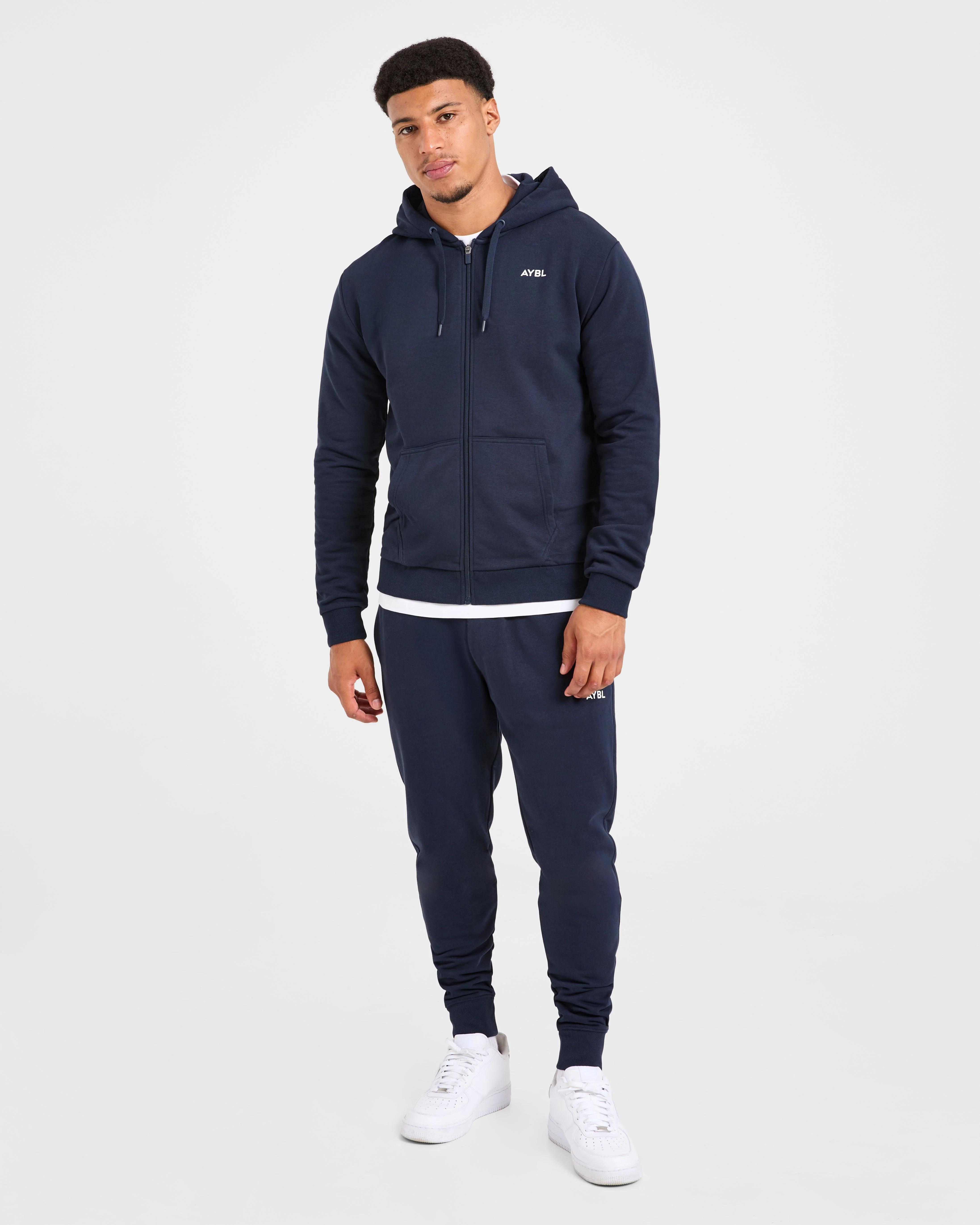 Essential Lightweight Zip Up Hoodie - Navy - Image 3
