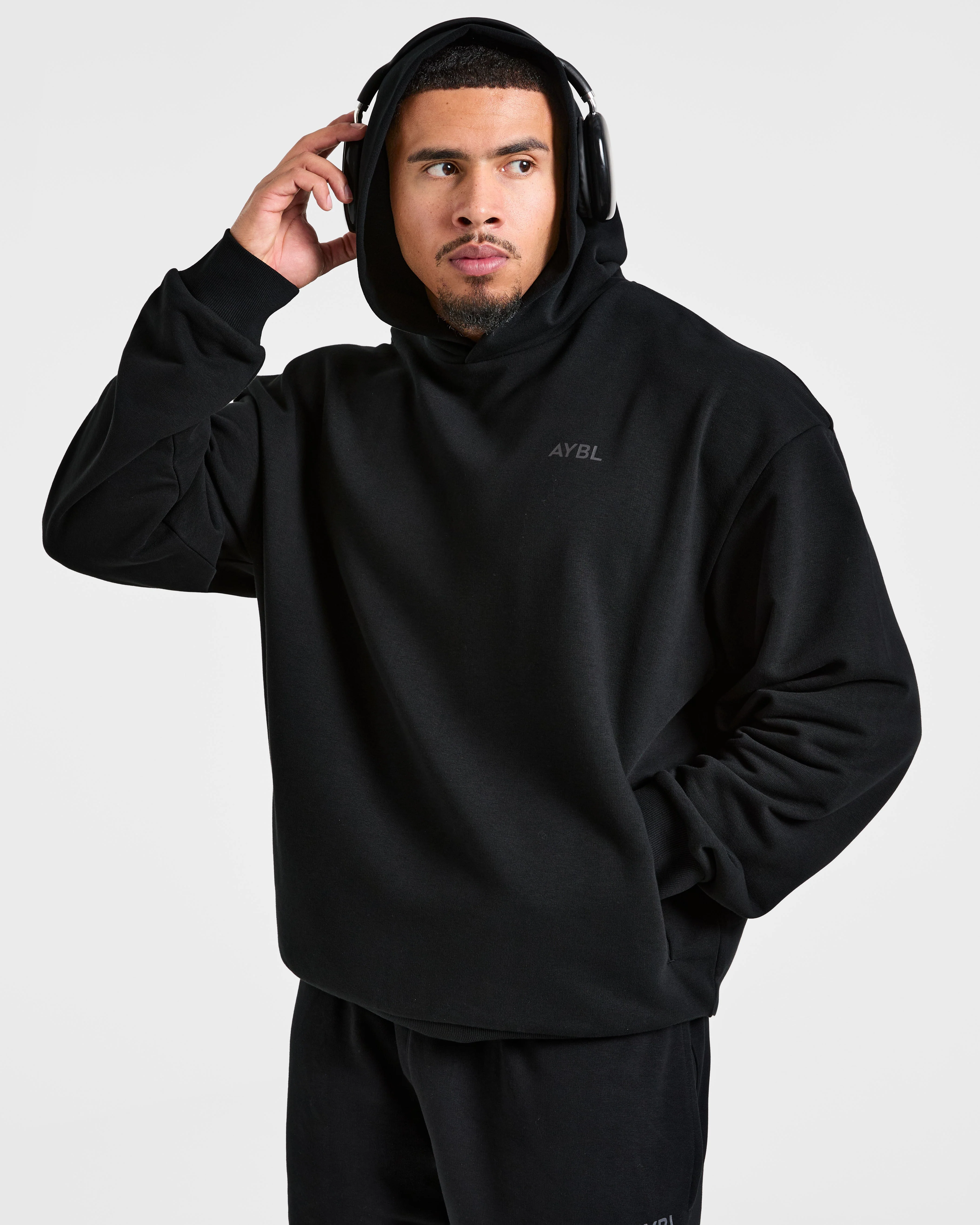 Essential Oversized Graphic Hoodie - Black - Image 7