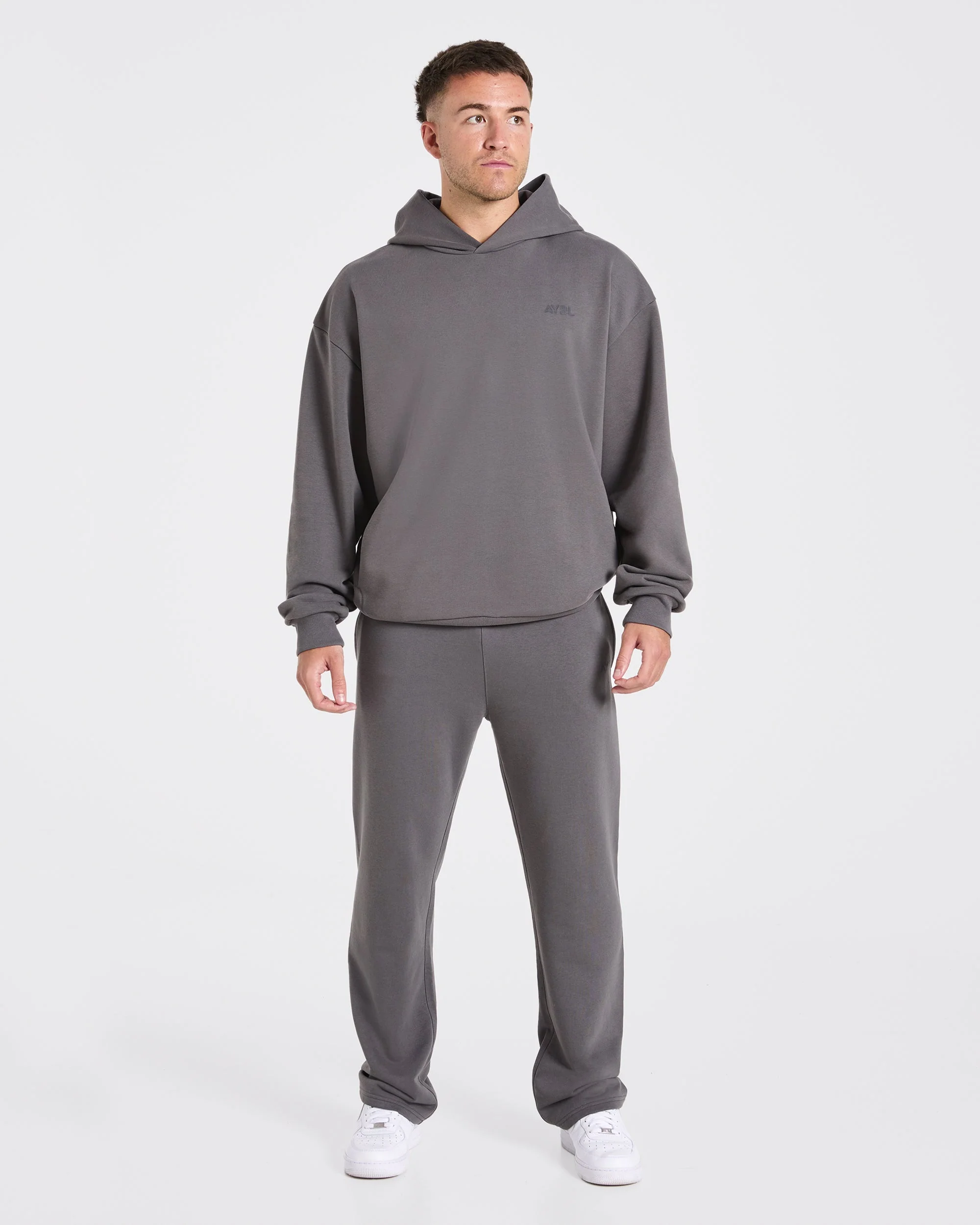 Essential Oversized Graphic Hoodie - Charcoal - Image 4