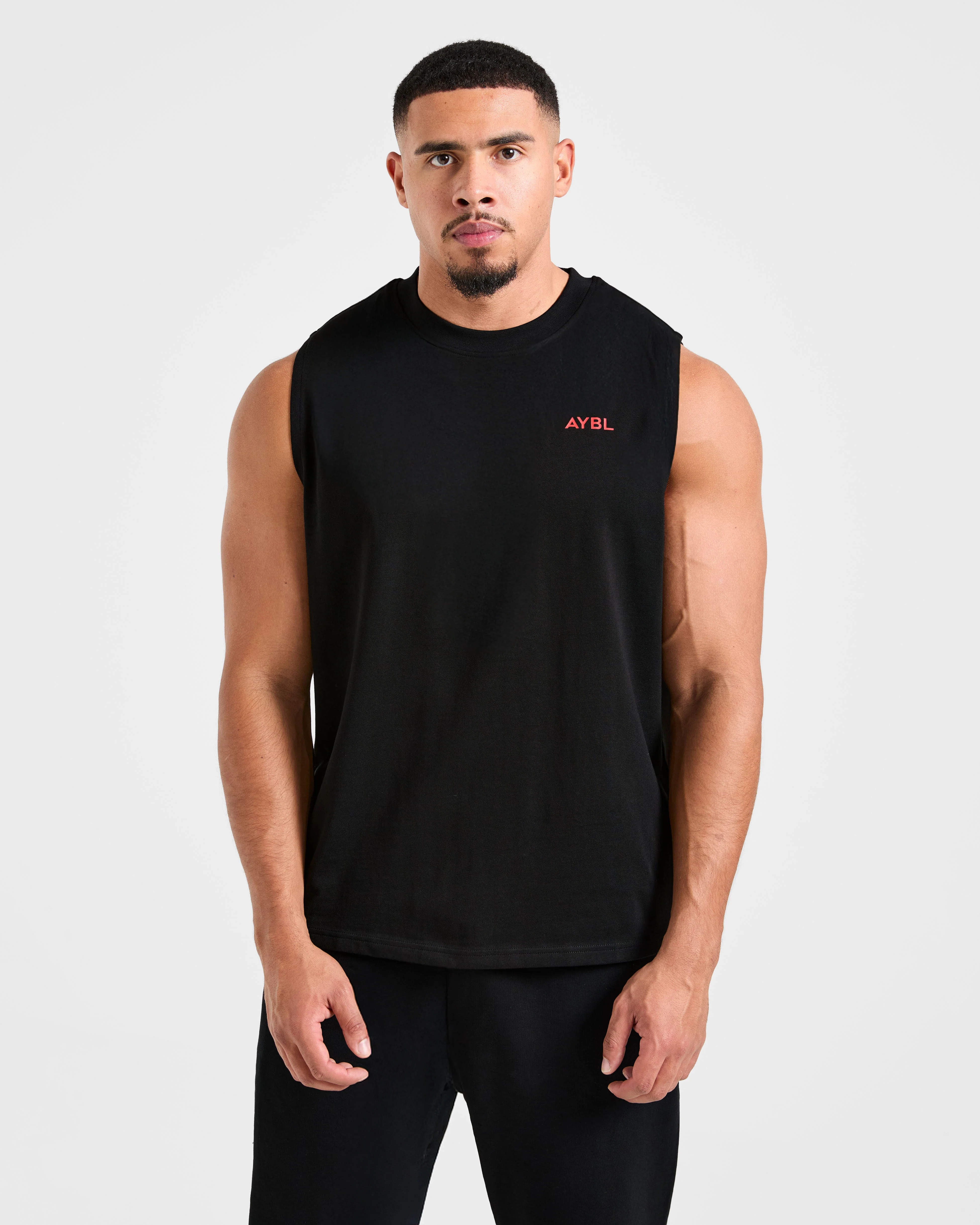 Essential Oversized Graphic Tank - Black/Red - Image 2