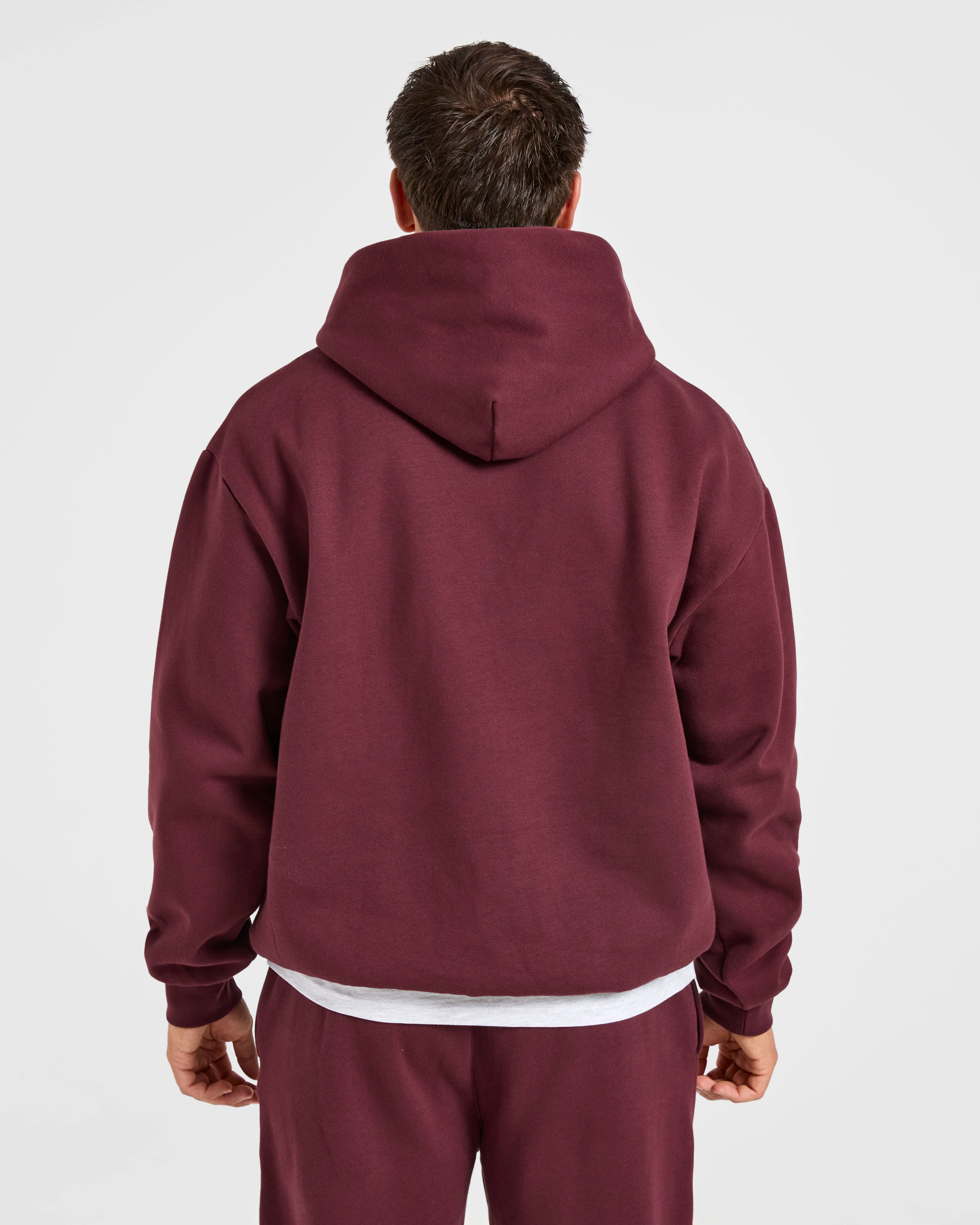 Essential Oversized Hoodie - Burgundy Red - Image 2