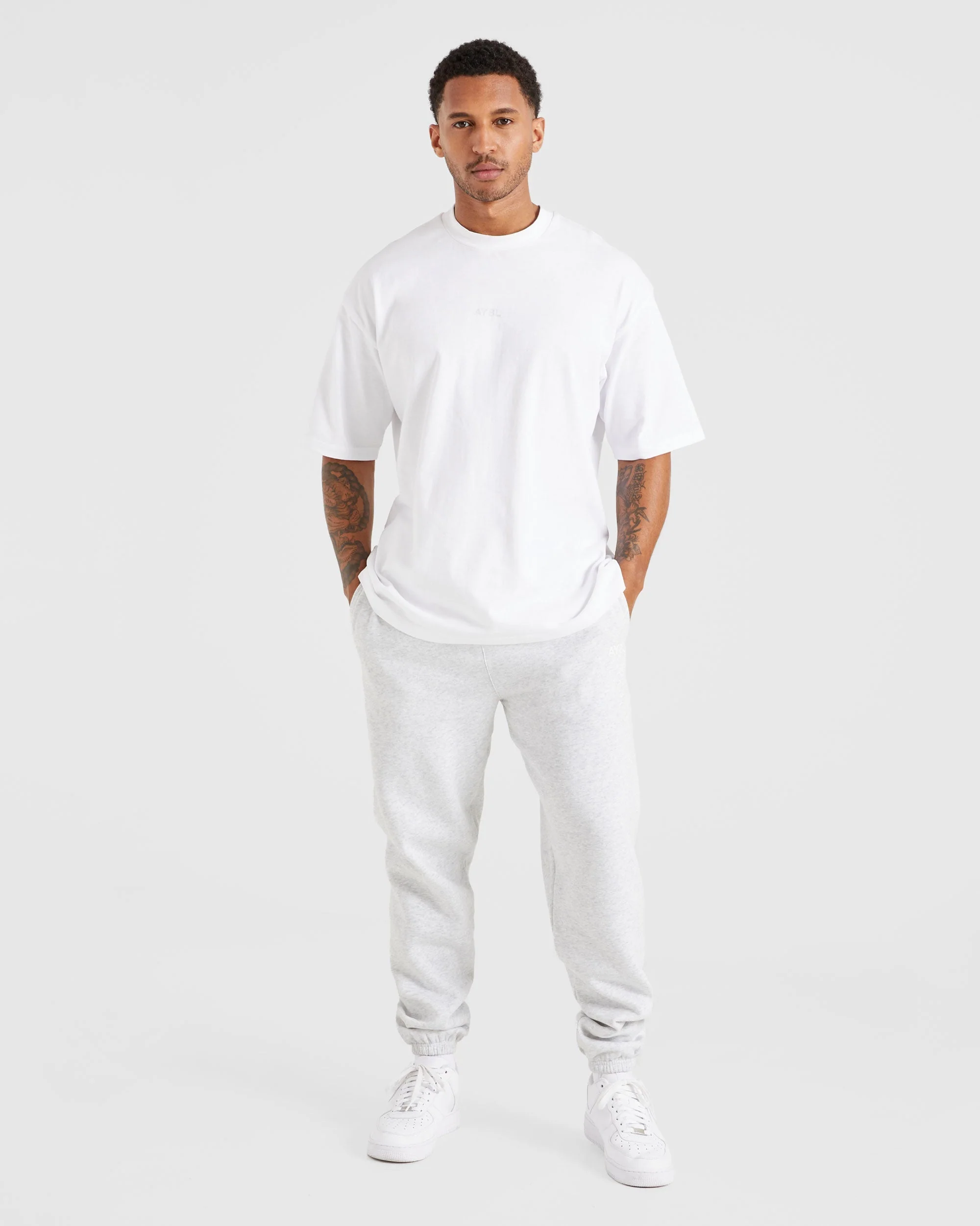 Essential Oversized Joggers - Grey Marl - Image 3