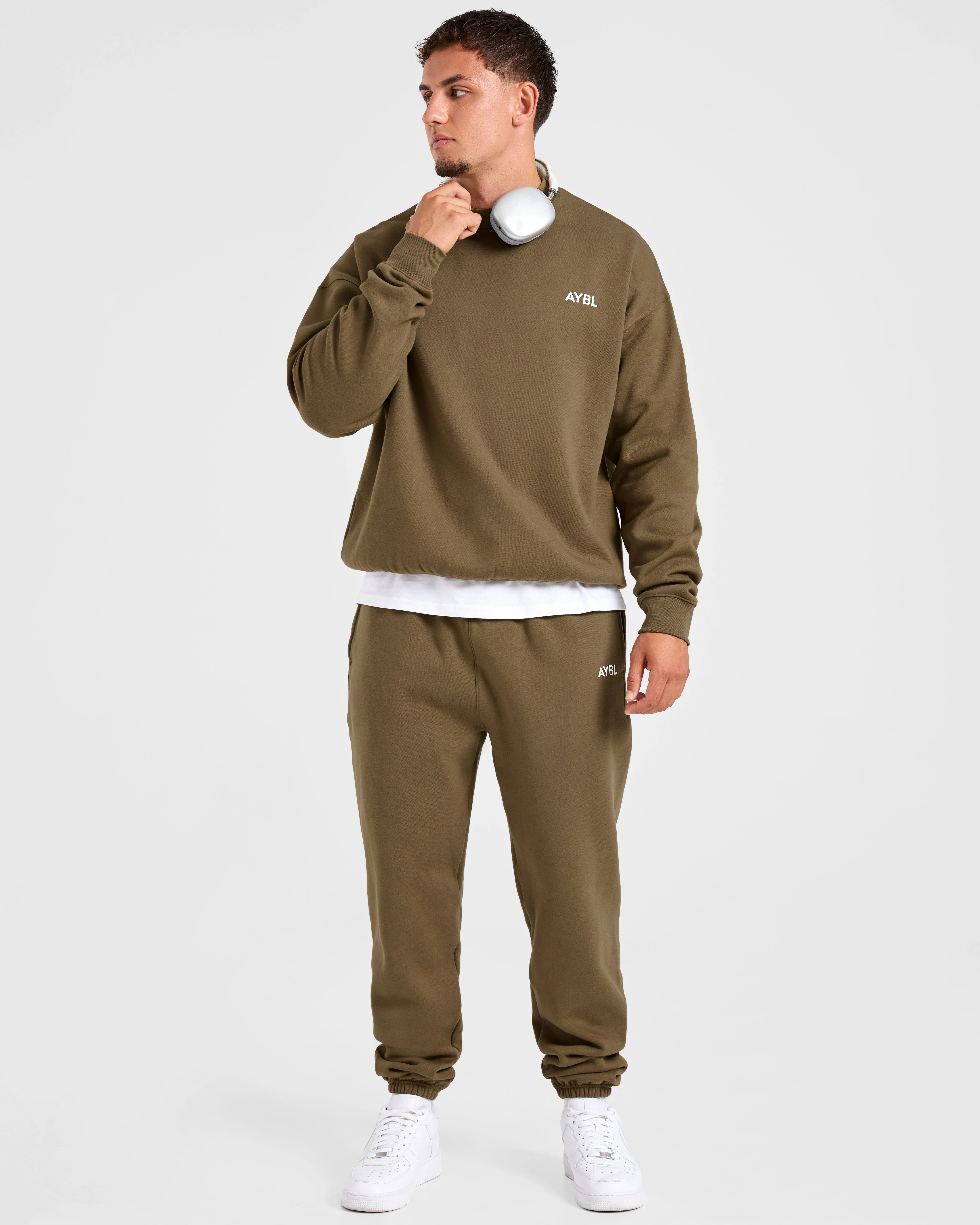 Essential Oversized Joggers- Olive Green - Image 7
