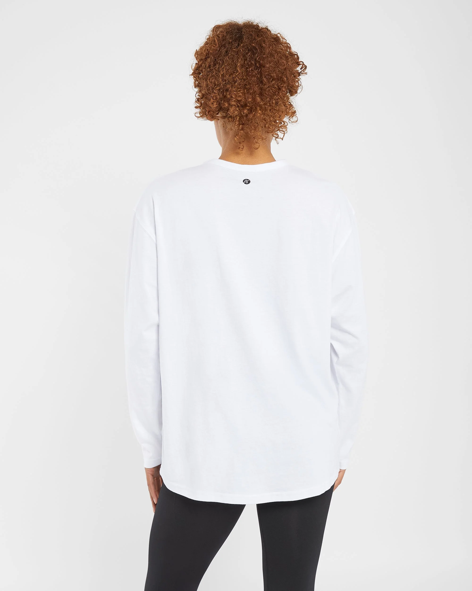 Essential Oversized Long Sleeve T Shirt - White - Image 4