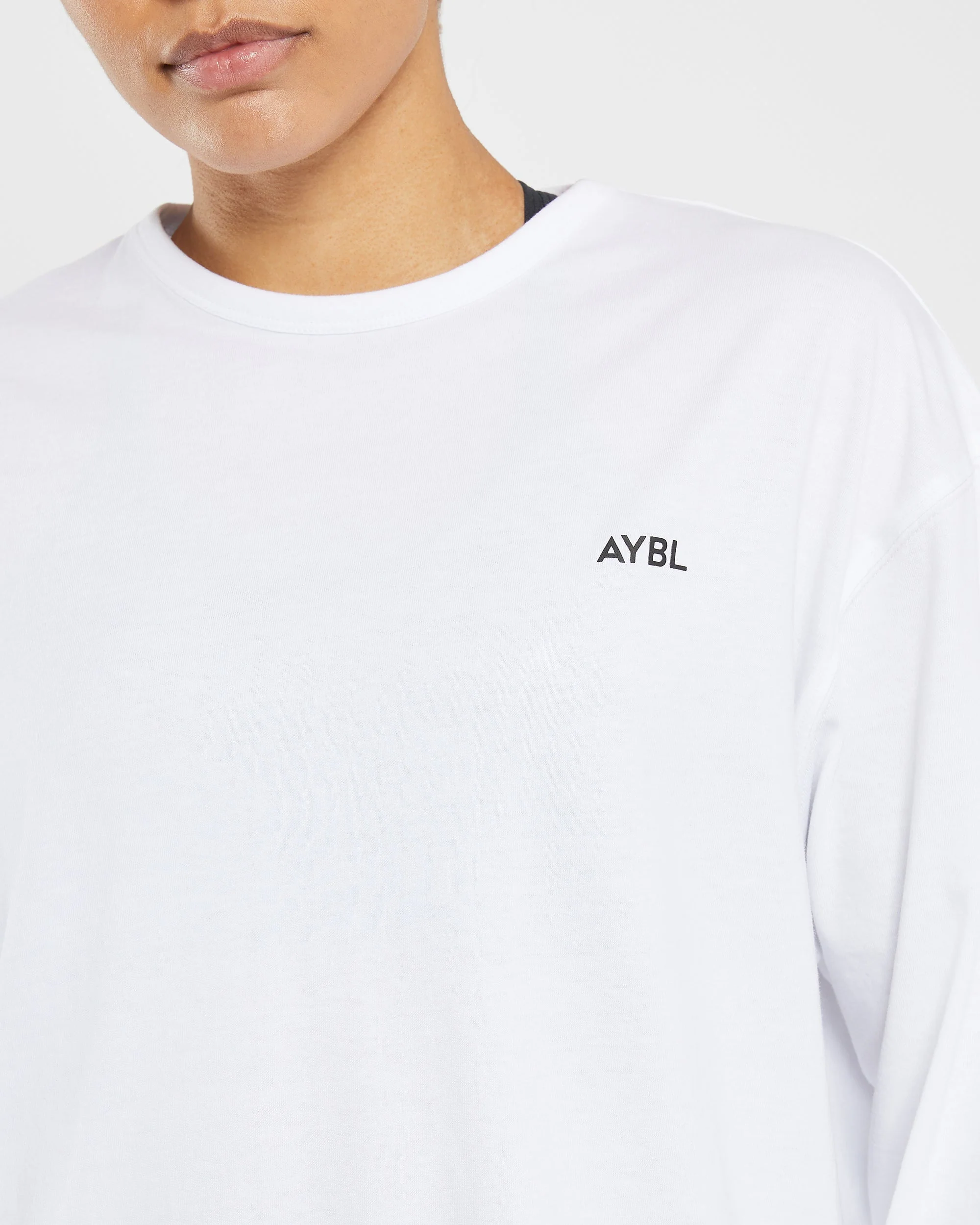 Essential Oversized Long Sleeve T Shirt - White - Image 5