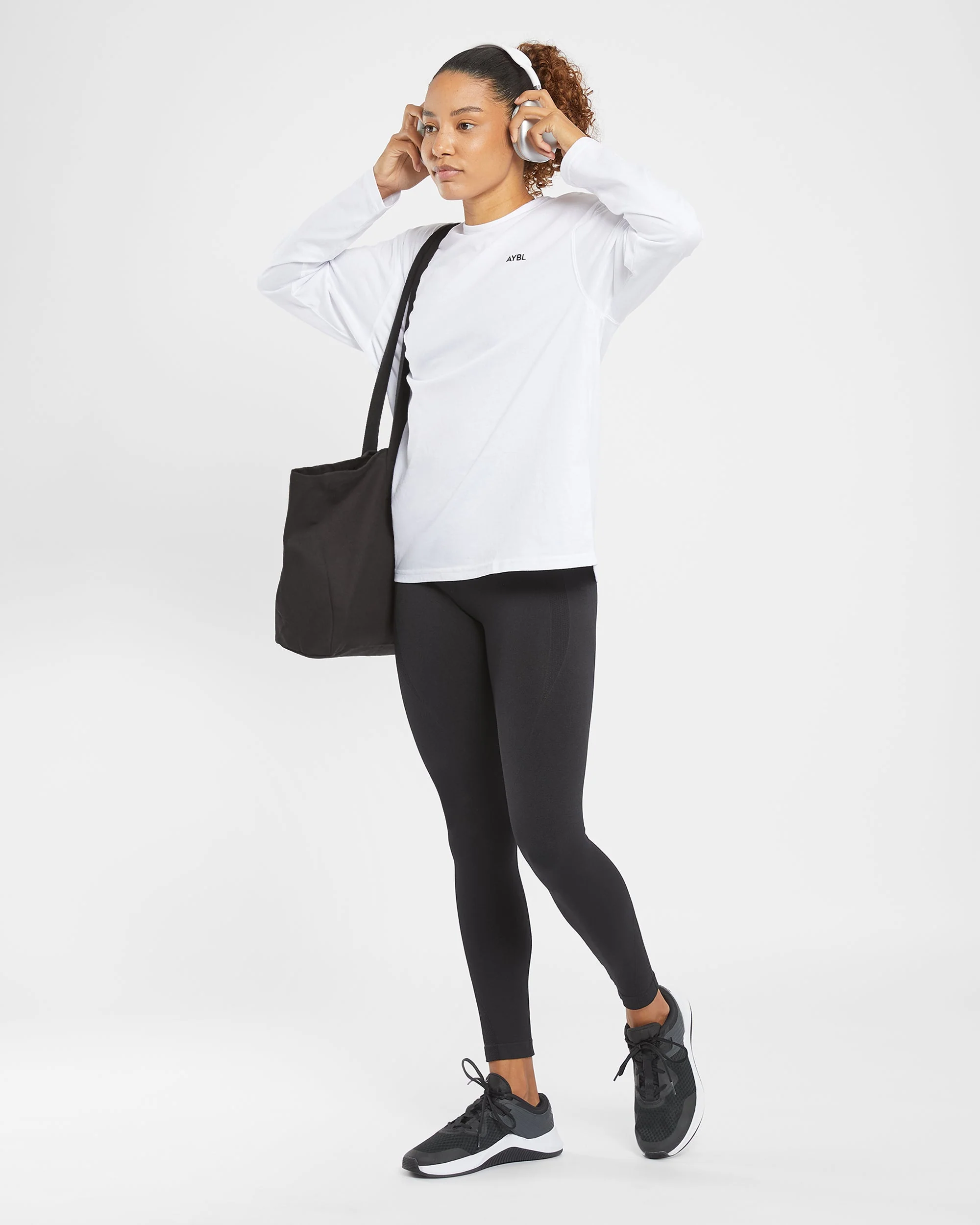 Essential Oversized Long Sleeve T Shirt - White - Image 7