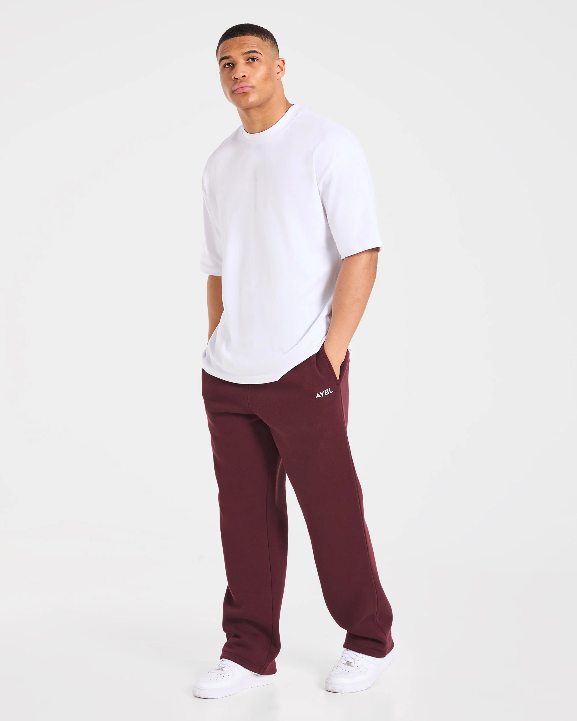 Essential Oversized Straight Leg Joggers - Burgundy Red - Image 7
