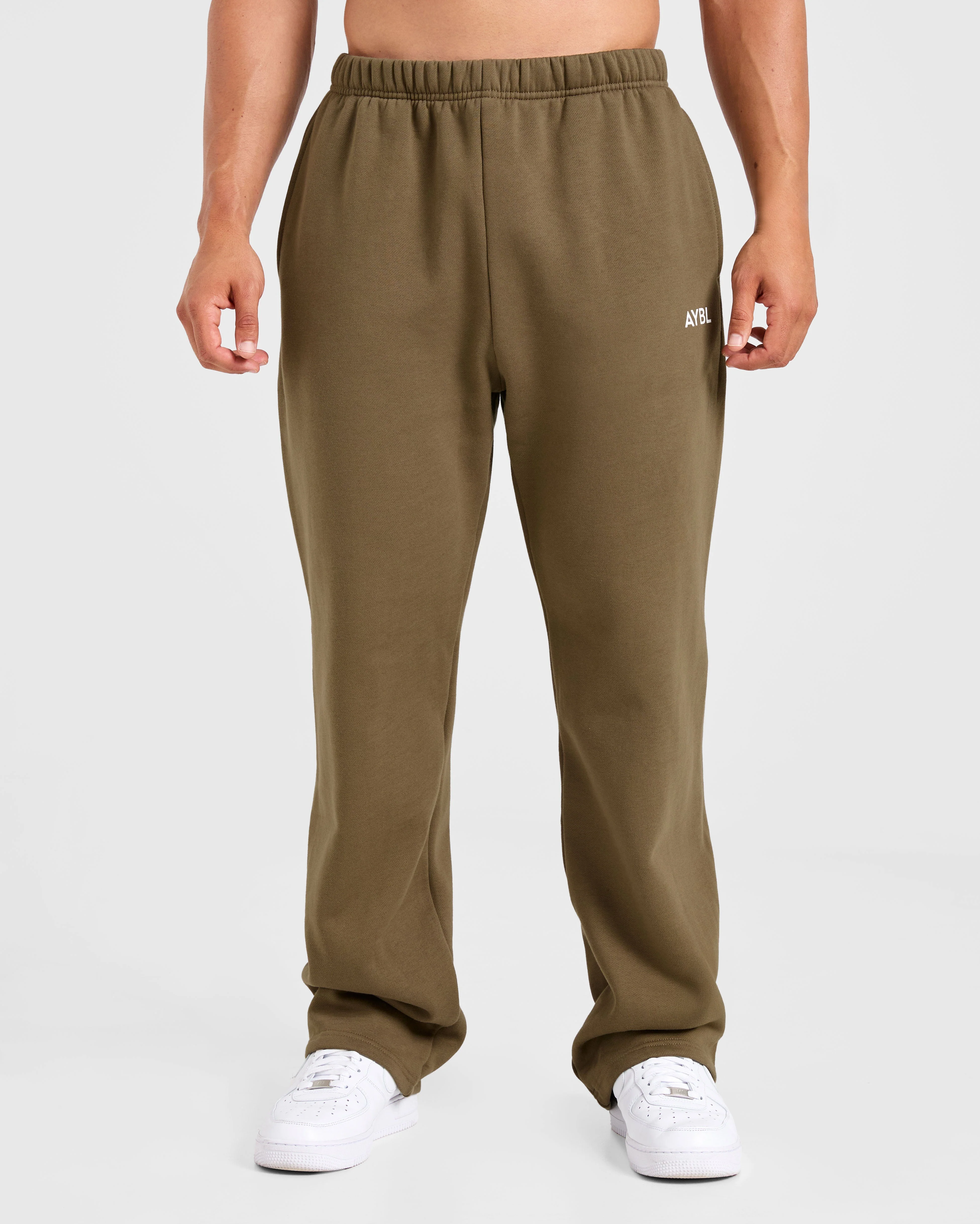 Essential Oversized Straight Leg Joggers- Olive Green