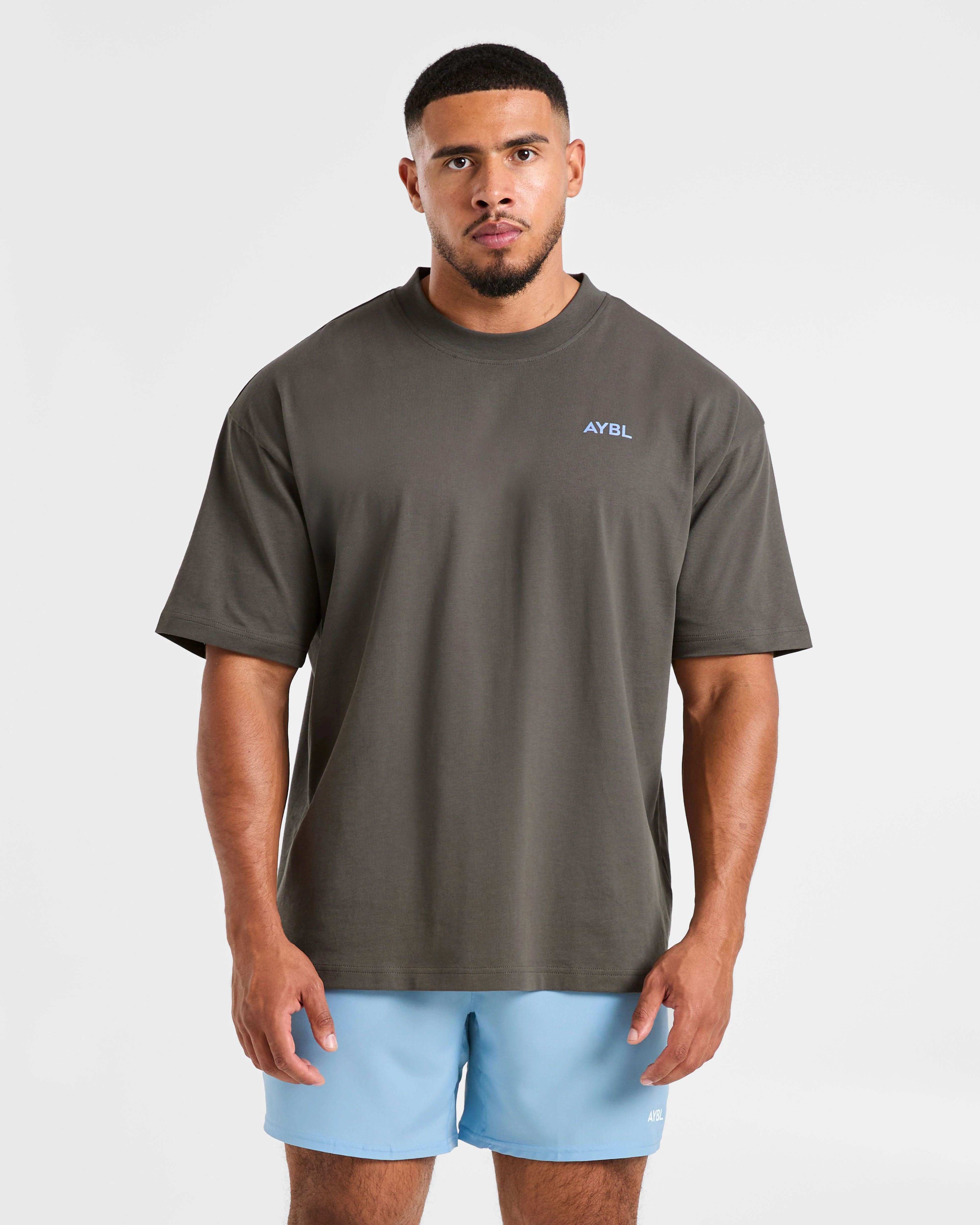Essential Oversized T Shirt - Charcoal/Cornflower Blue - Image 2