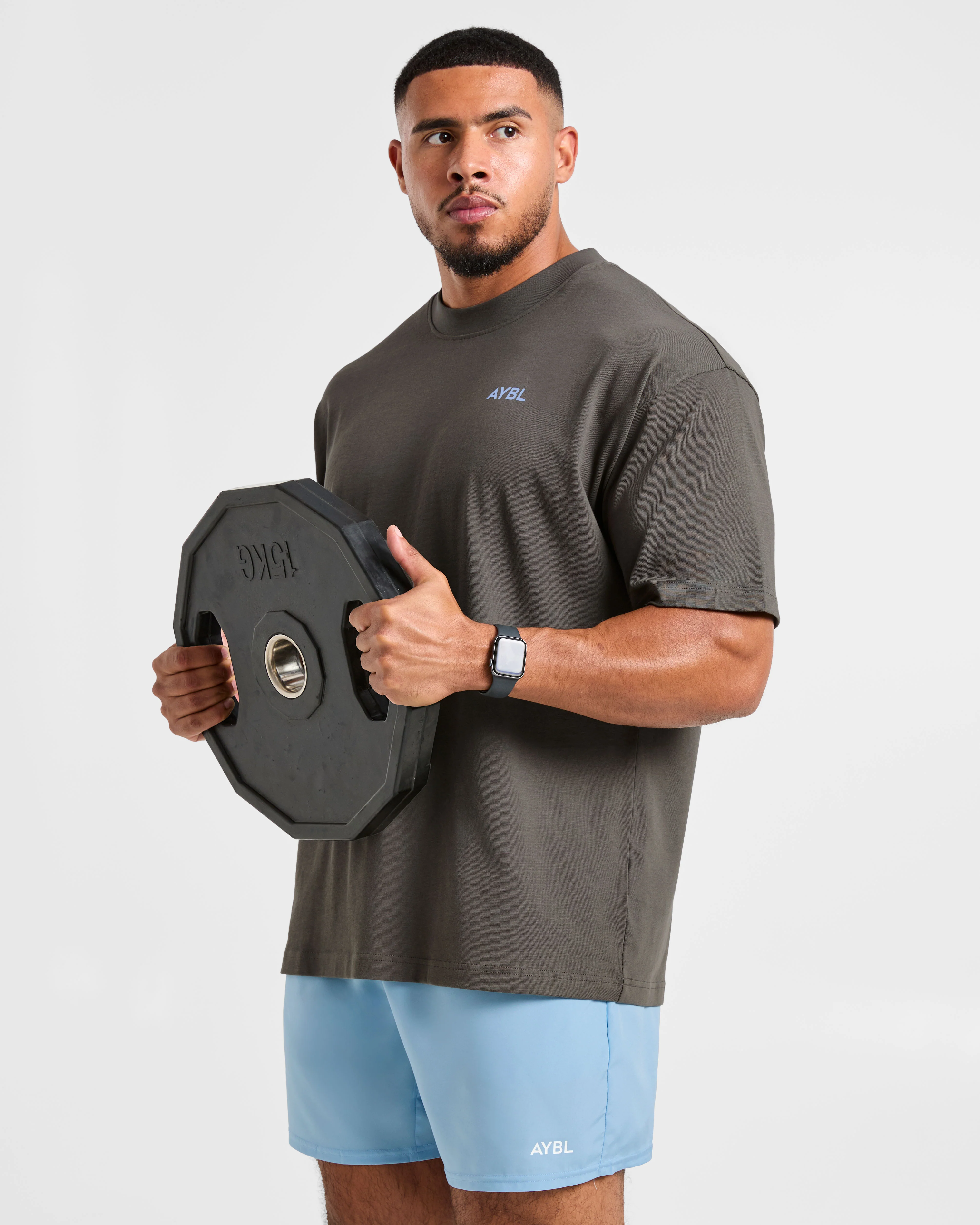 Essential Oversized T Shirt - Charcoal/Cornflower Blue - Image 8