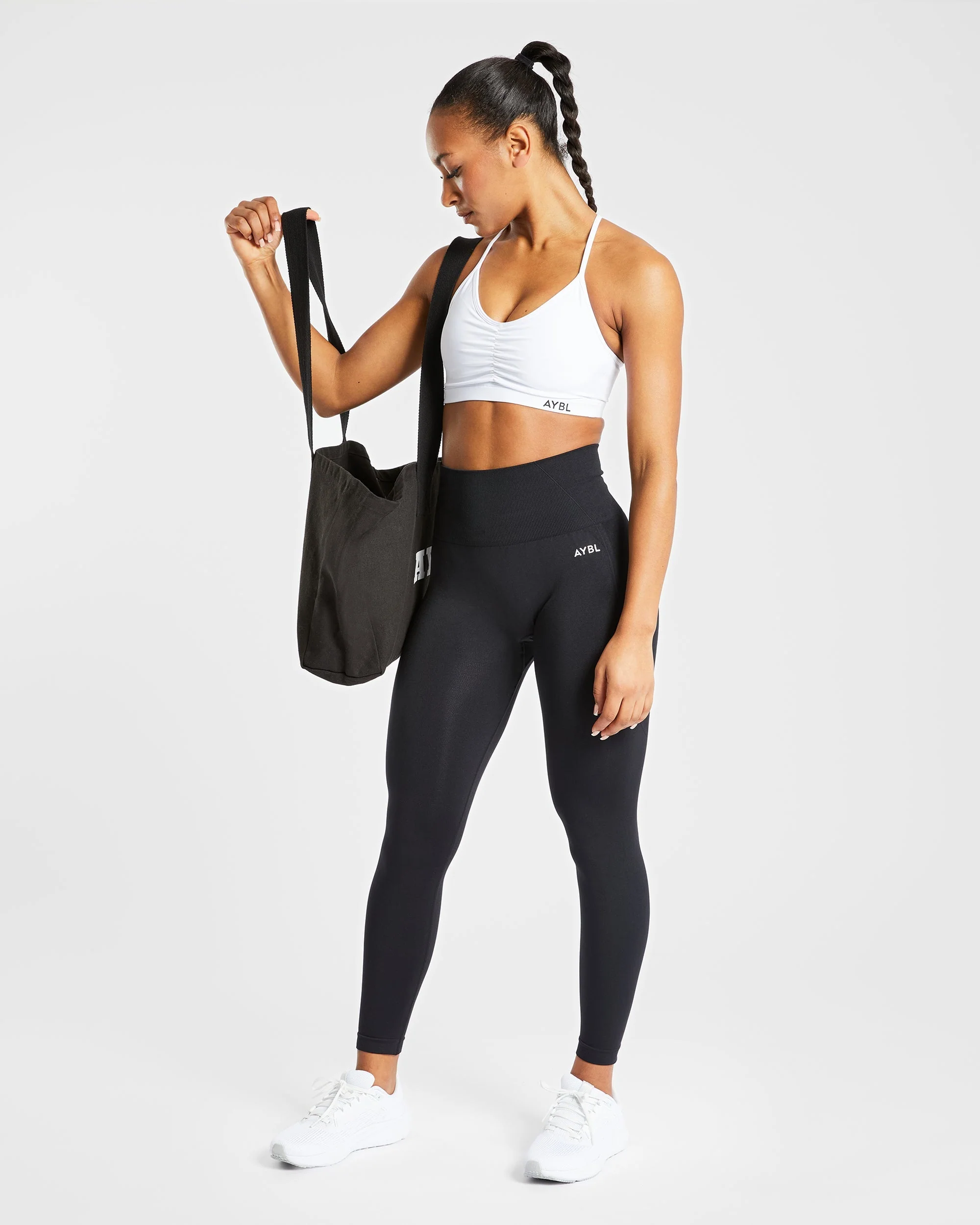 Essential Ruched Sports Bra - White - Image 7