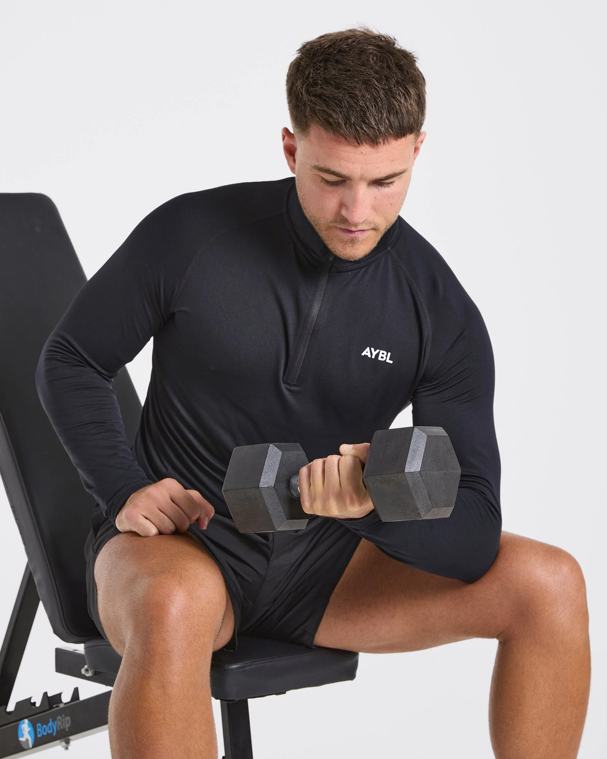 Essential Seamless 1/4 Zip Pullover - Black - Image 7