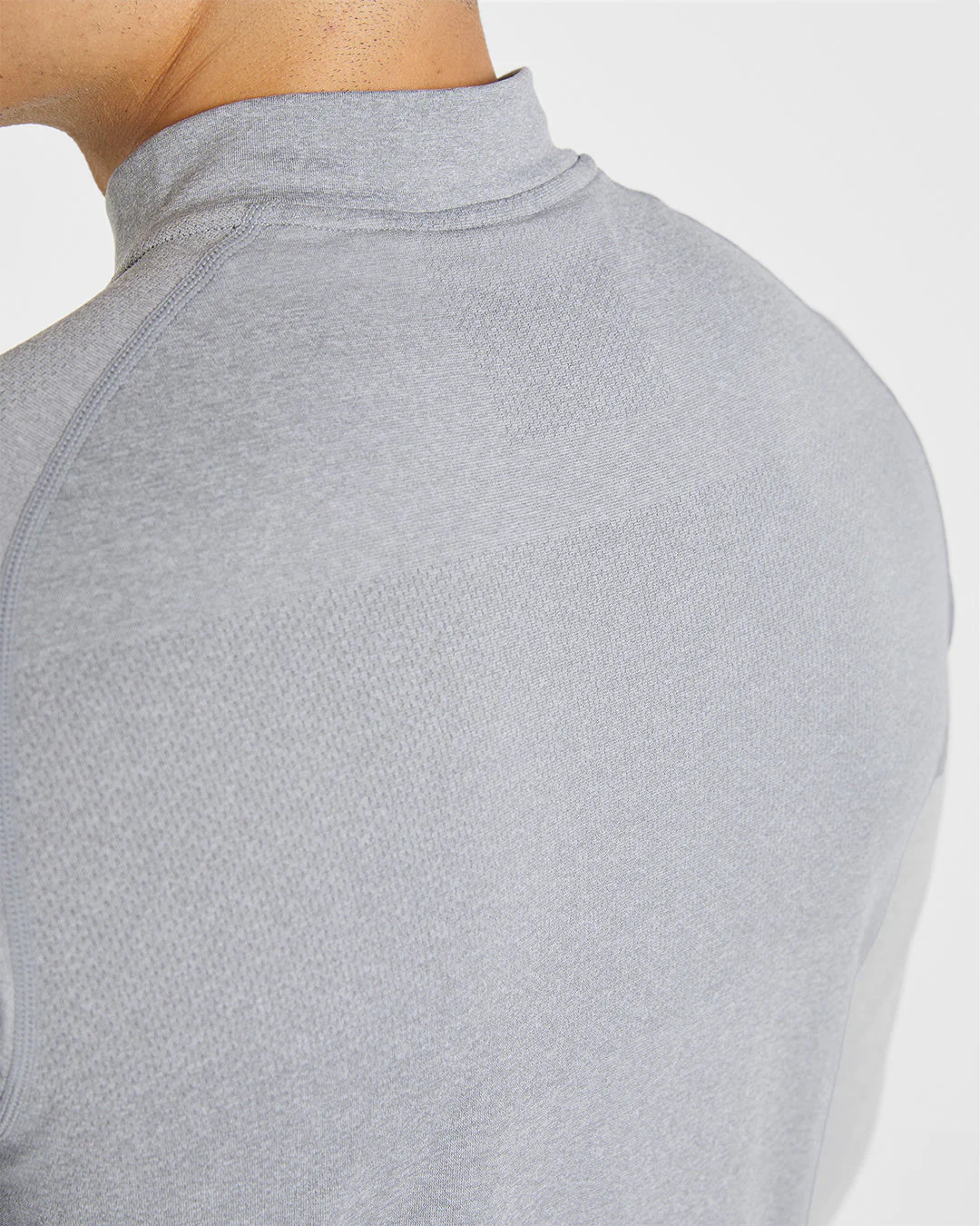 Essential Seamless 1/4 Zip Pullover - Grey Marl - Image 5