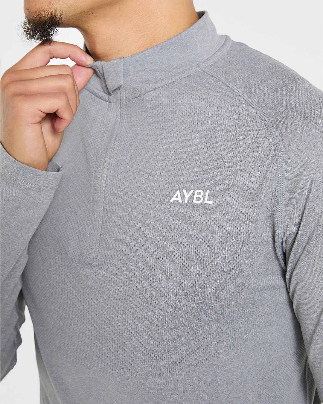 Essential Seamless 1/4 Zip Pullover - Grey Marl - Image 6
