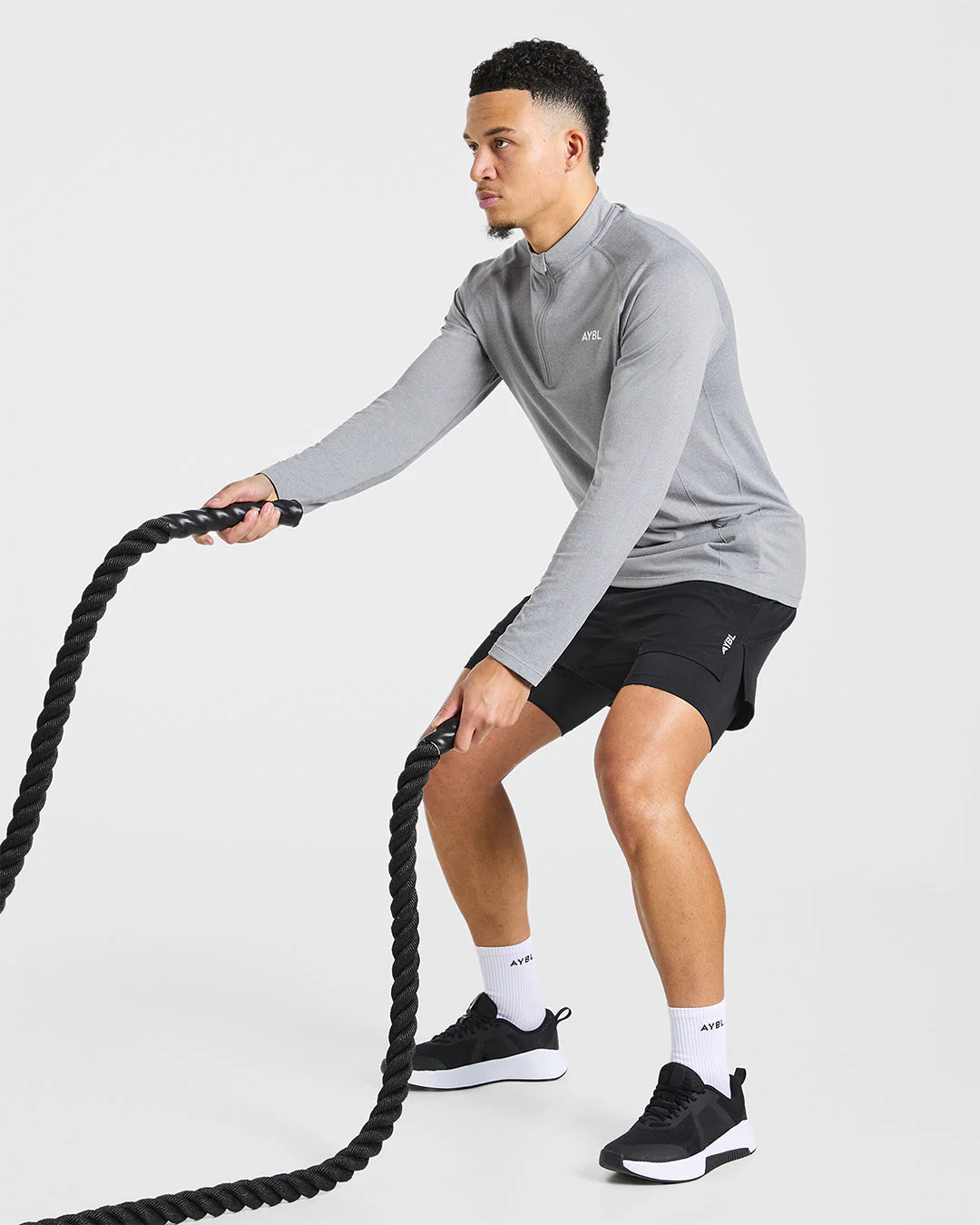 Essential Seamless 1/4 Zip Pullover - Grey Marl - Image 8