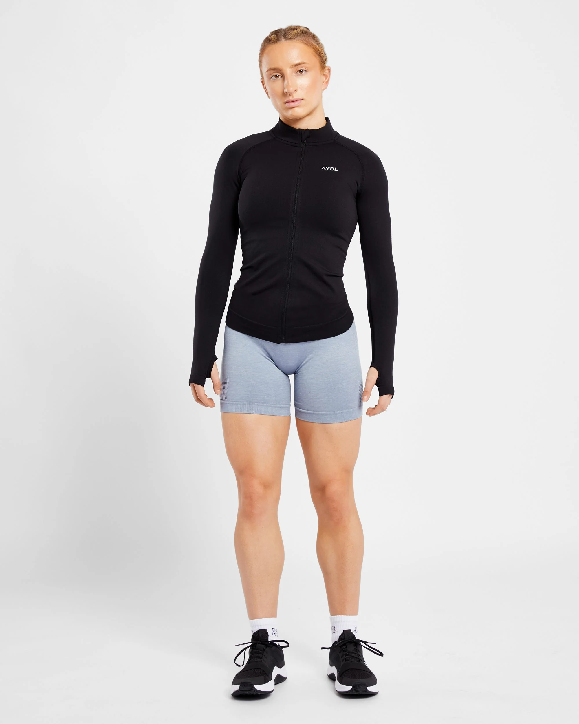 Essential Seamless Zip Jacket - Black - Image 3