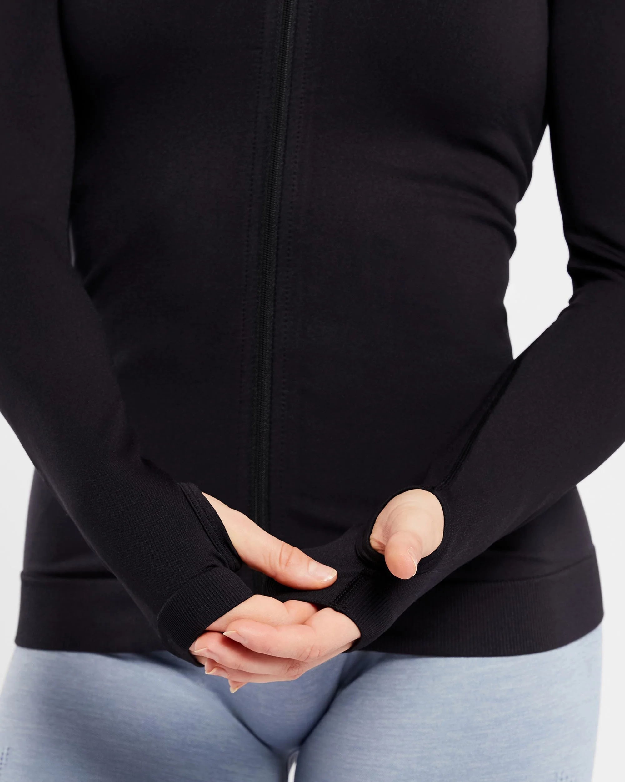Essential Seamless Zip Jacket - Black - Image 5