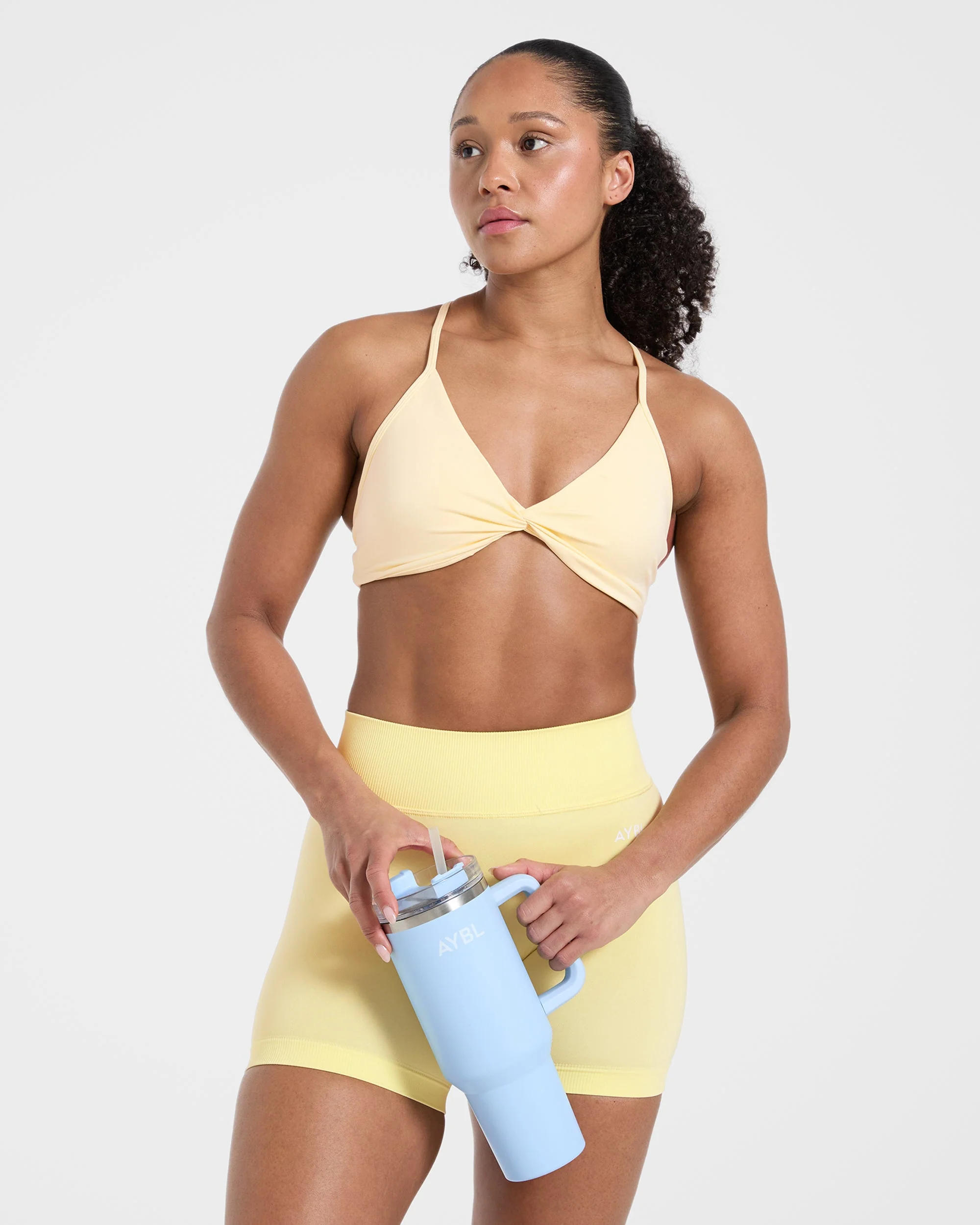 Essential Twist Crossback Sports Bra - Yellow - Image 7