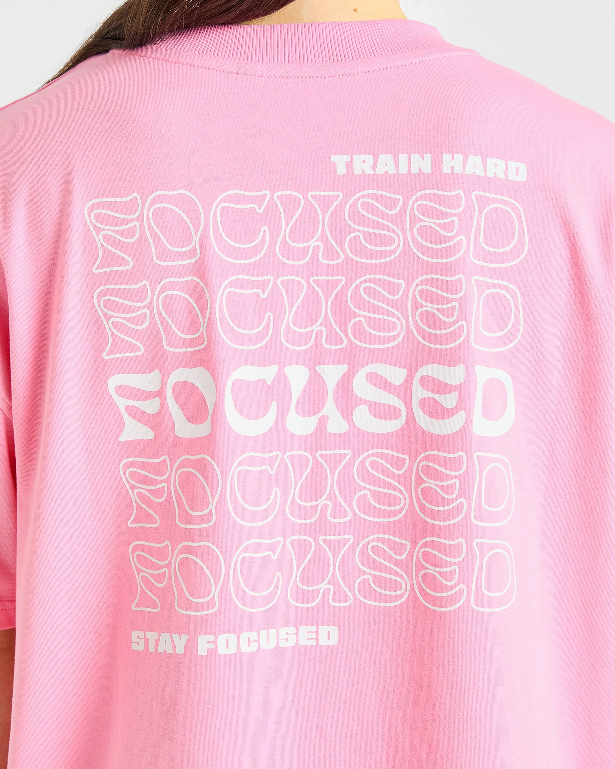 Focused Wavy Oversized T Shirt  - Pink/White - Image 5