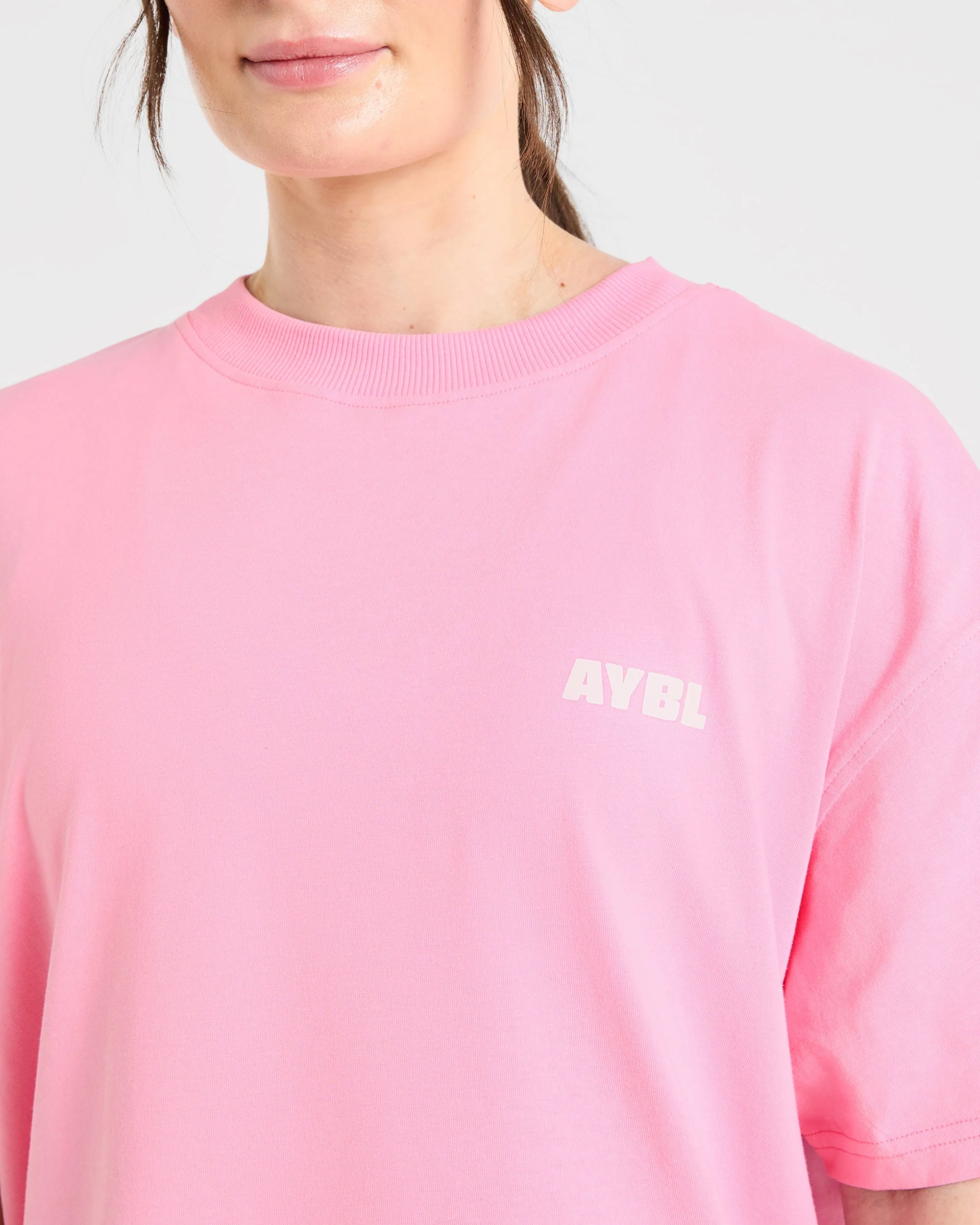 Focused Wavy Oversized T Shirt  - Pink/White - Image 6