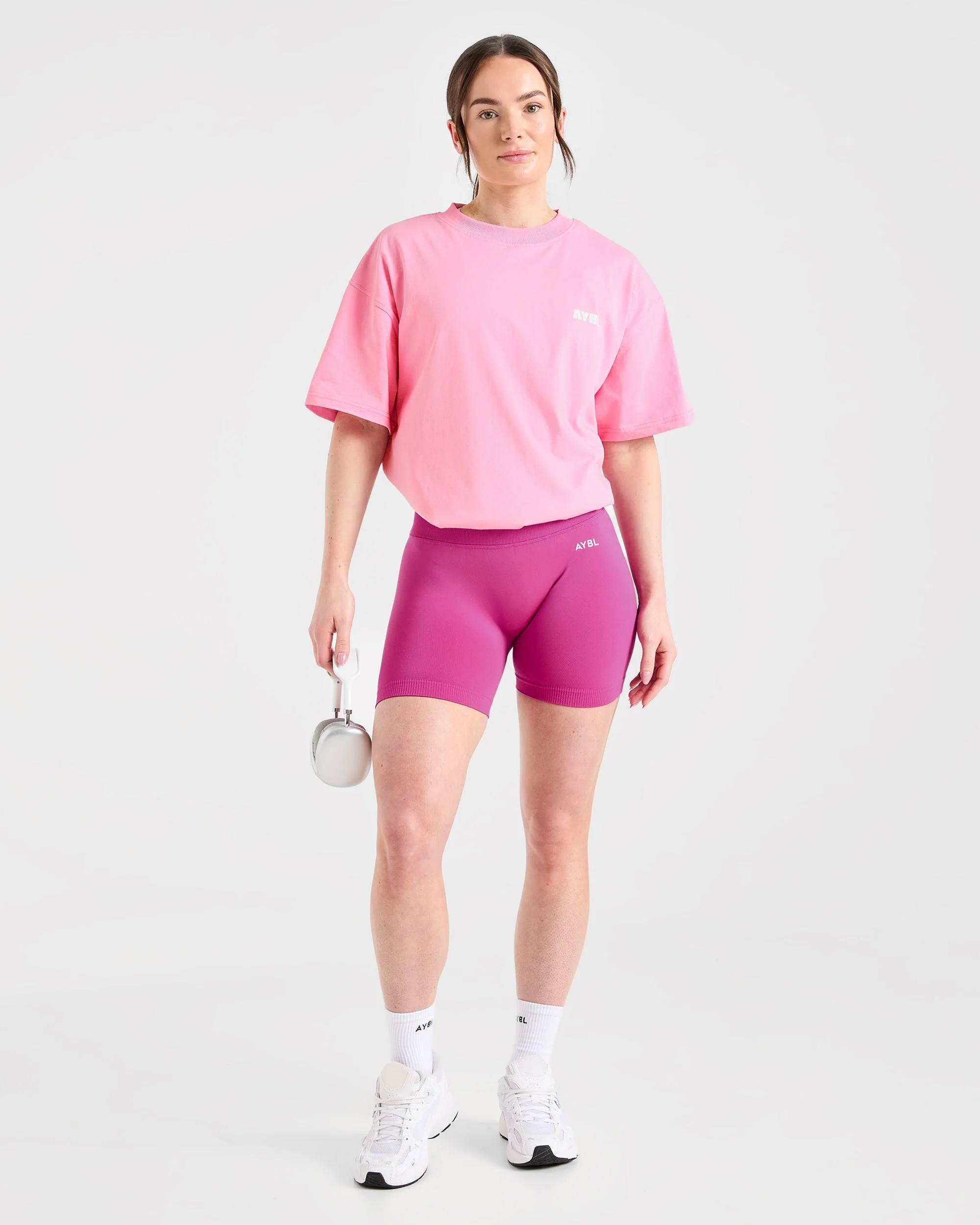 Focused Wavy Oversized T Shirt  - Pink/White - Image 7