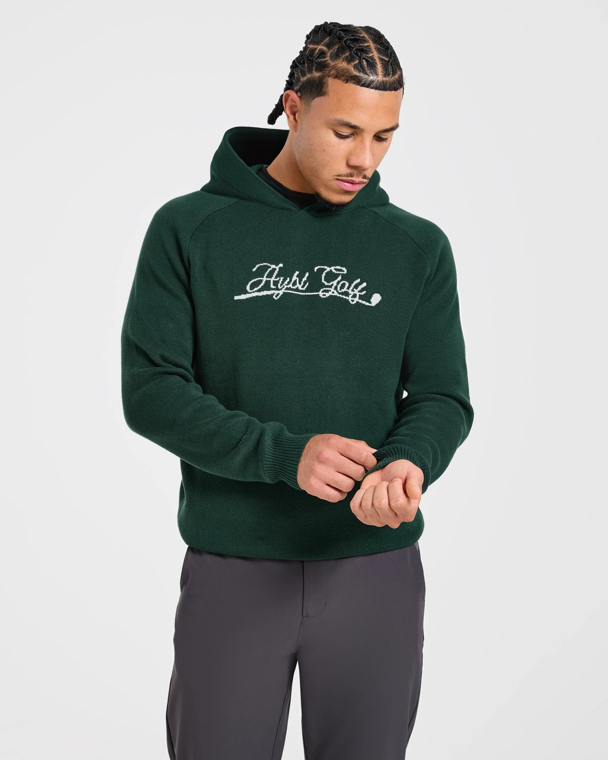 Golf Club Knitted Hoodie - Pine Green - Image 8