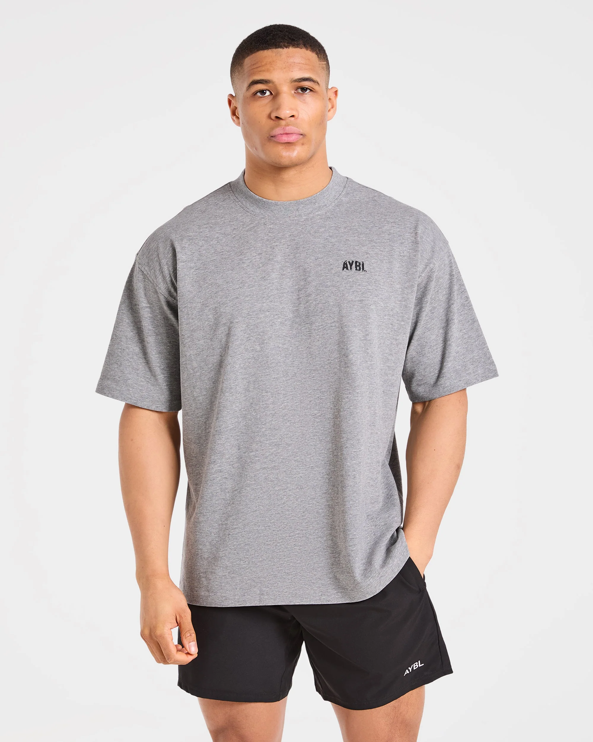 Gym Chalk Oversized T Shirt - Light Charcoal Marl - Image 2