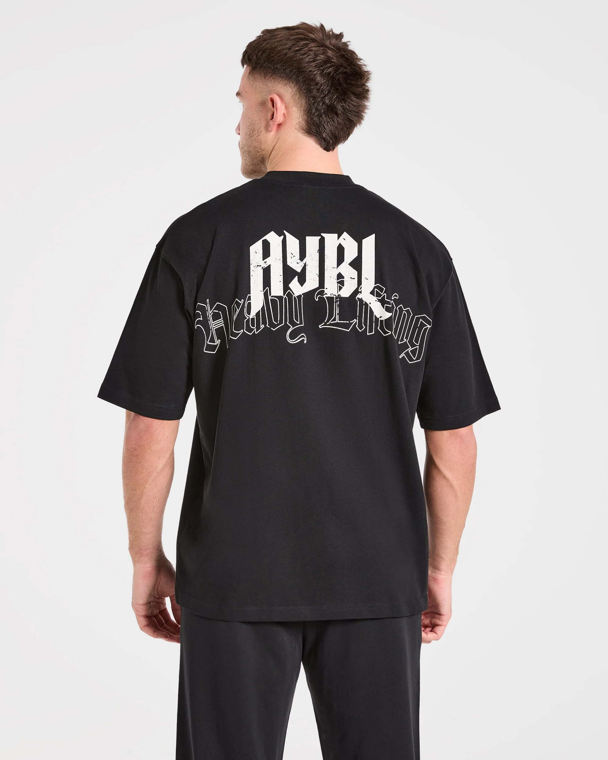 Heavy Lifting Gothic Oversized T Shirt - Black/Off White