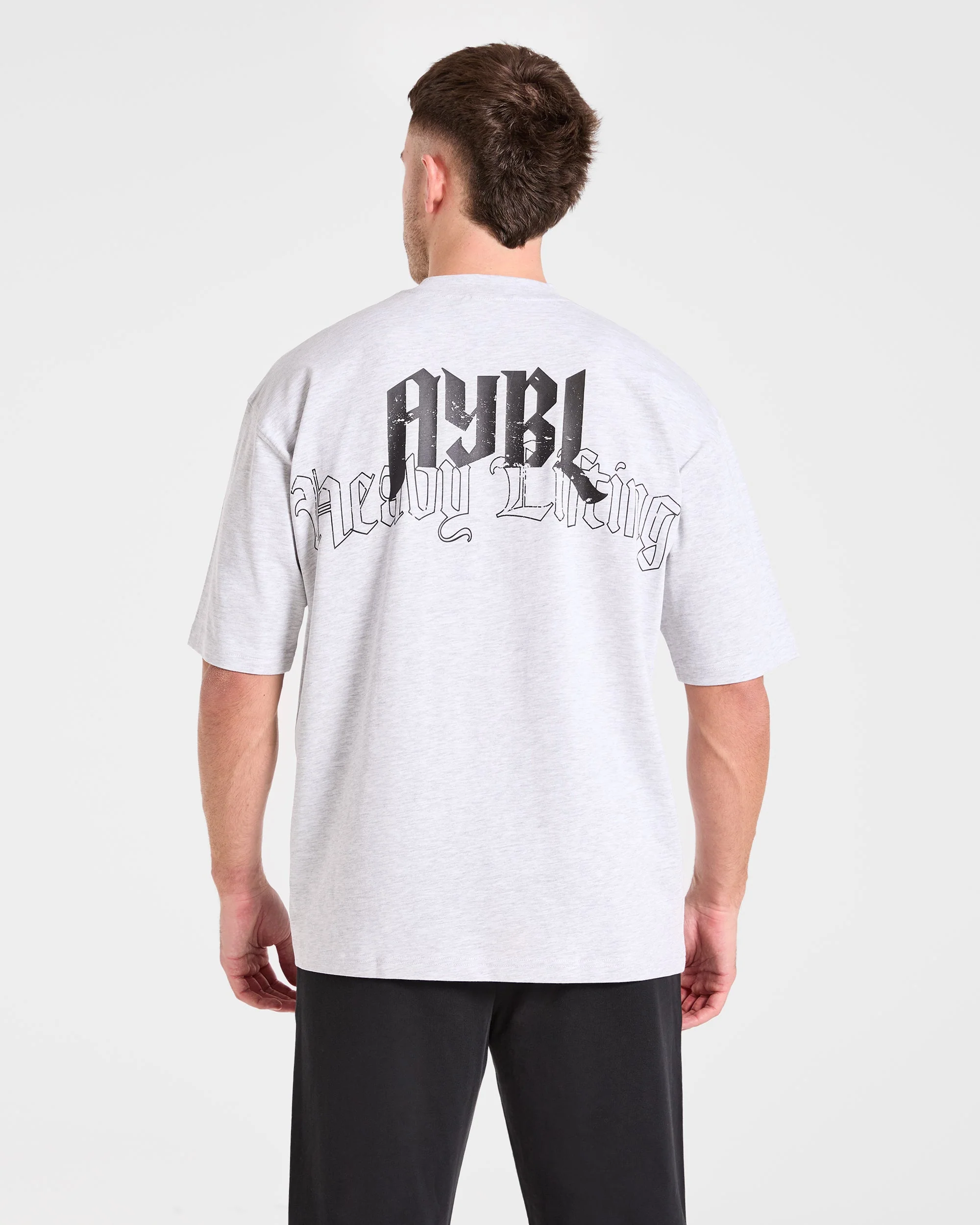 Heavy Lifting Gothic Oversized T Shirt - Grey Marl