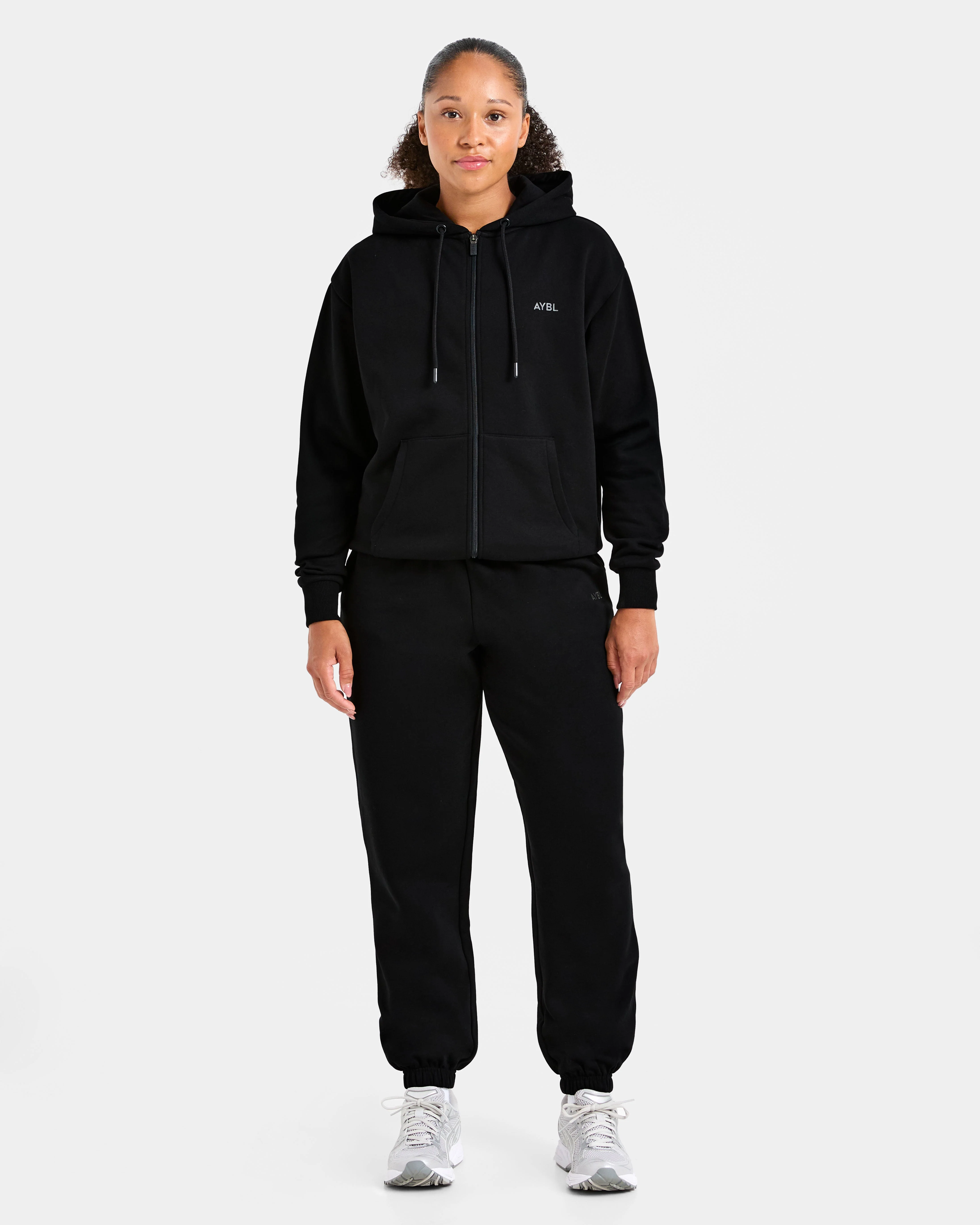 Lifestyle Oversized Zip Up Hoodie - Black - Image 3