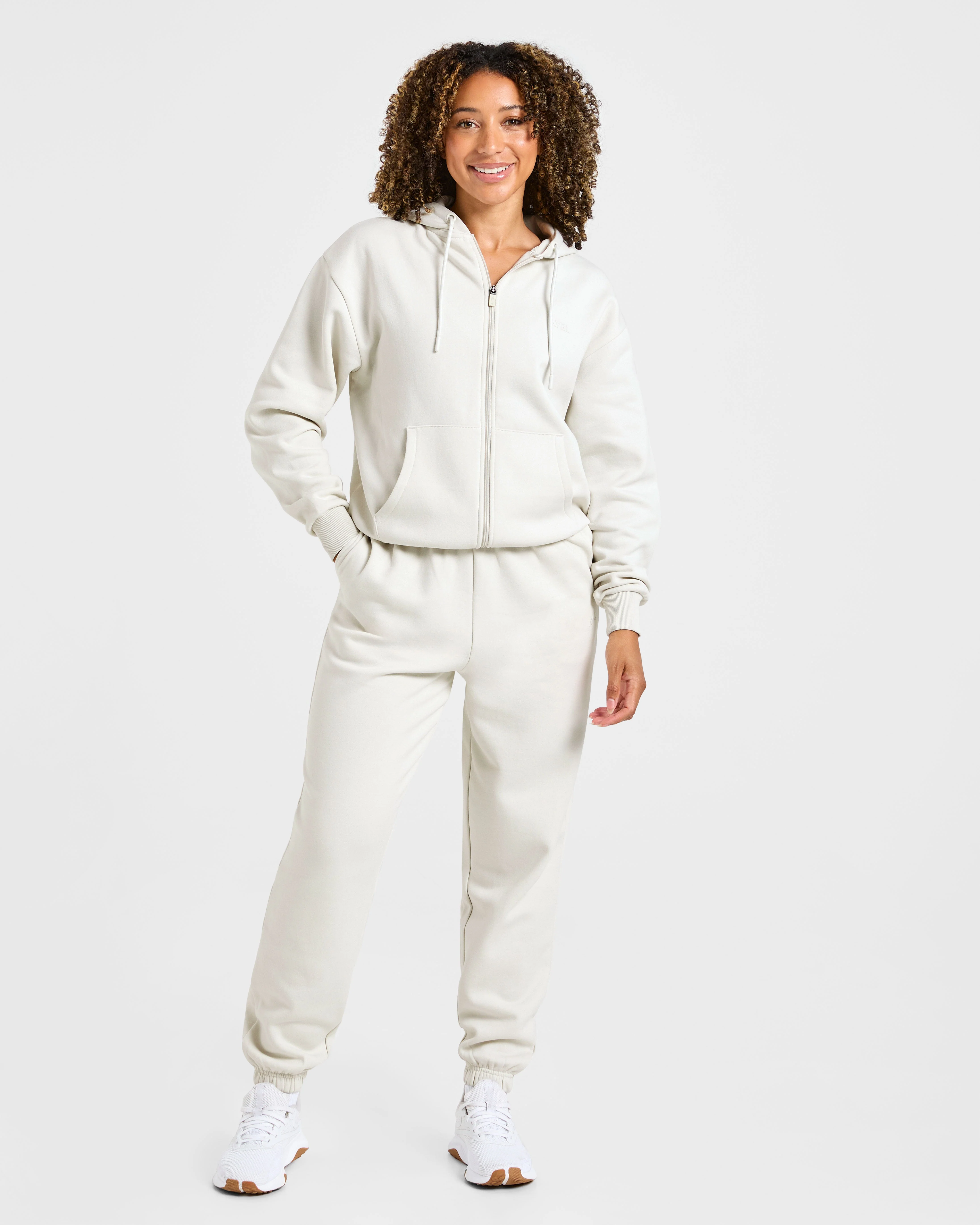 Lifestyle Oversized Zip Up Hoodie - Off-White - Image 3