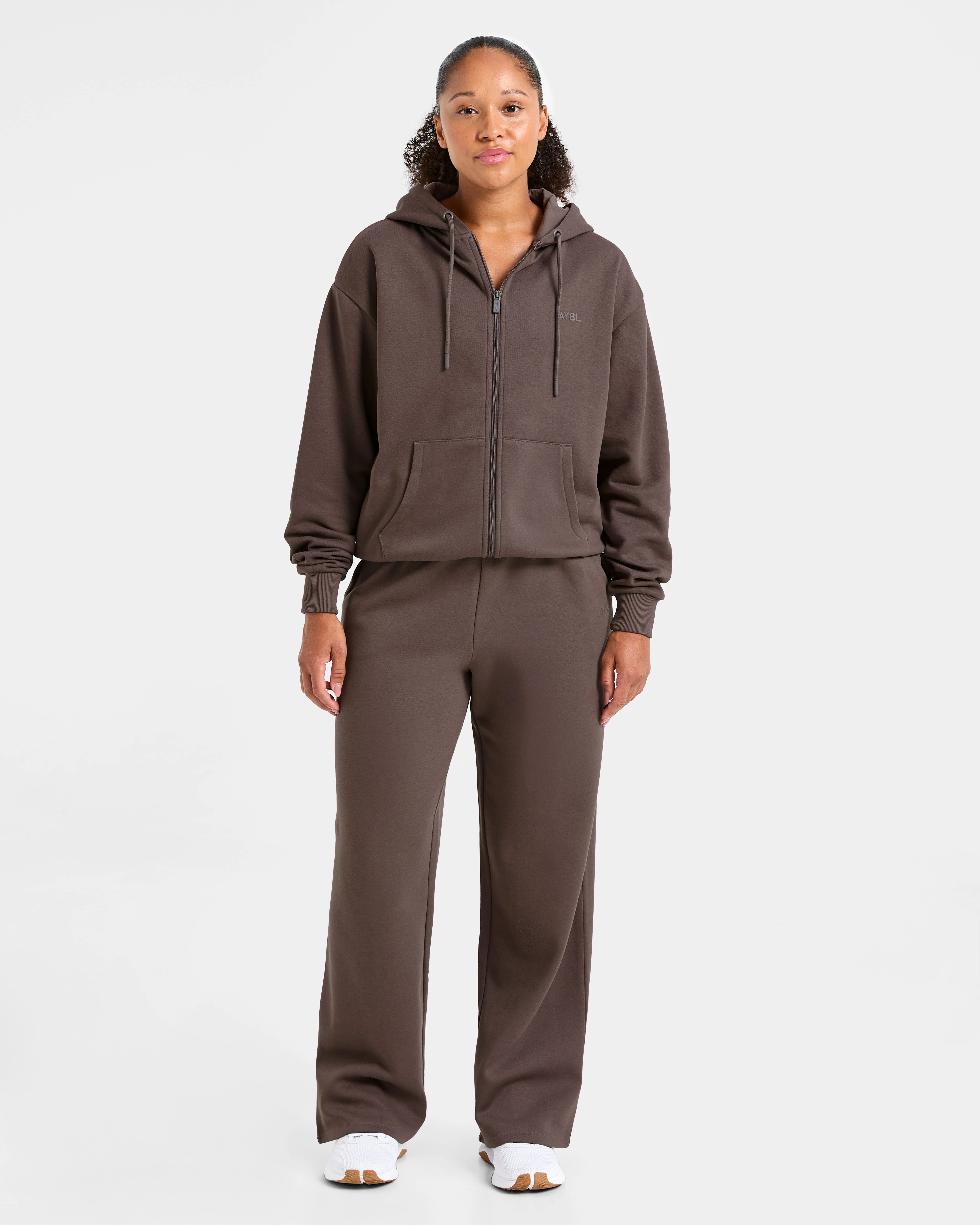 Lifestyle Oversized Zip Up Hoodie - Umber Brown - Image 3