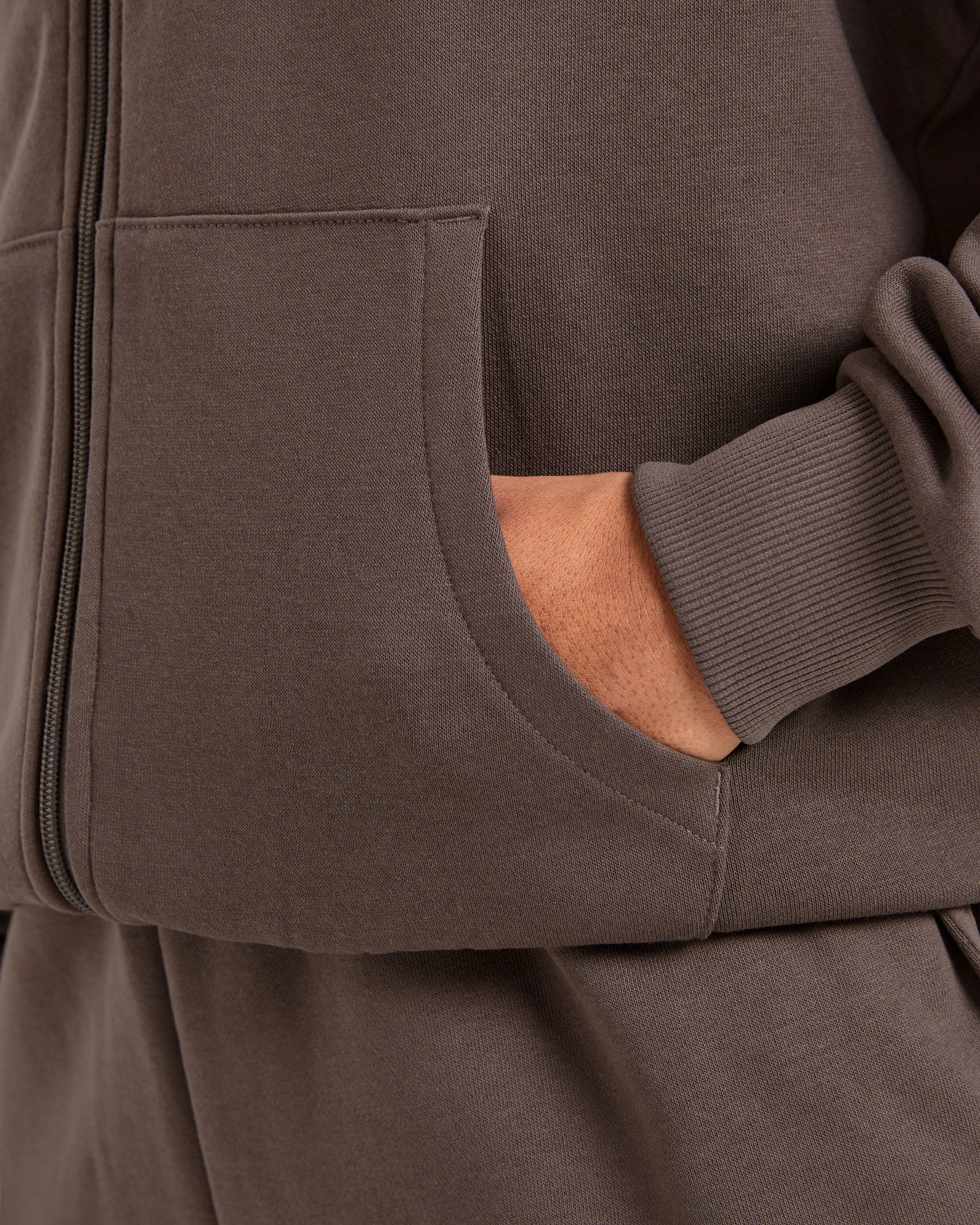 Lifestyle Oversized Zip Up Hoodie - Umber Brown - Image 5