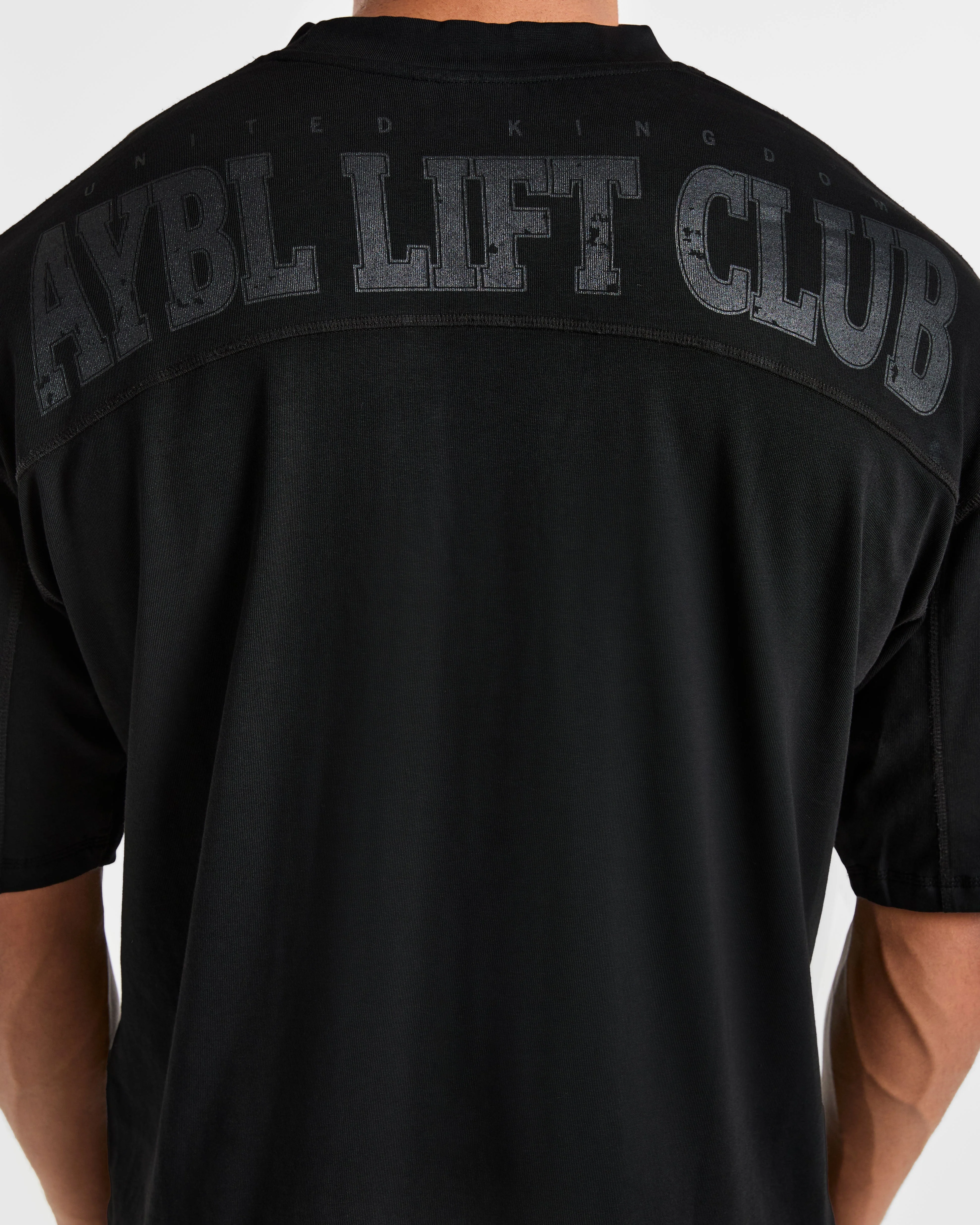 Lift Club Distressed Oversized T Shirt - Black/Charcoal - Image 6