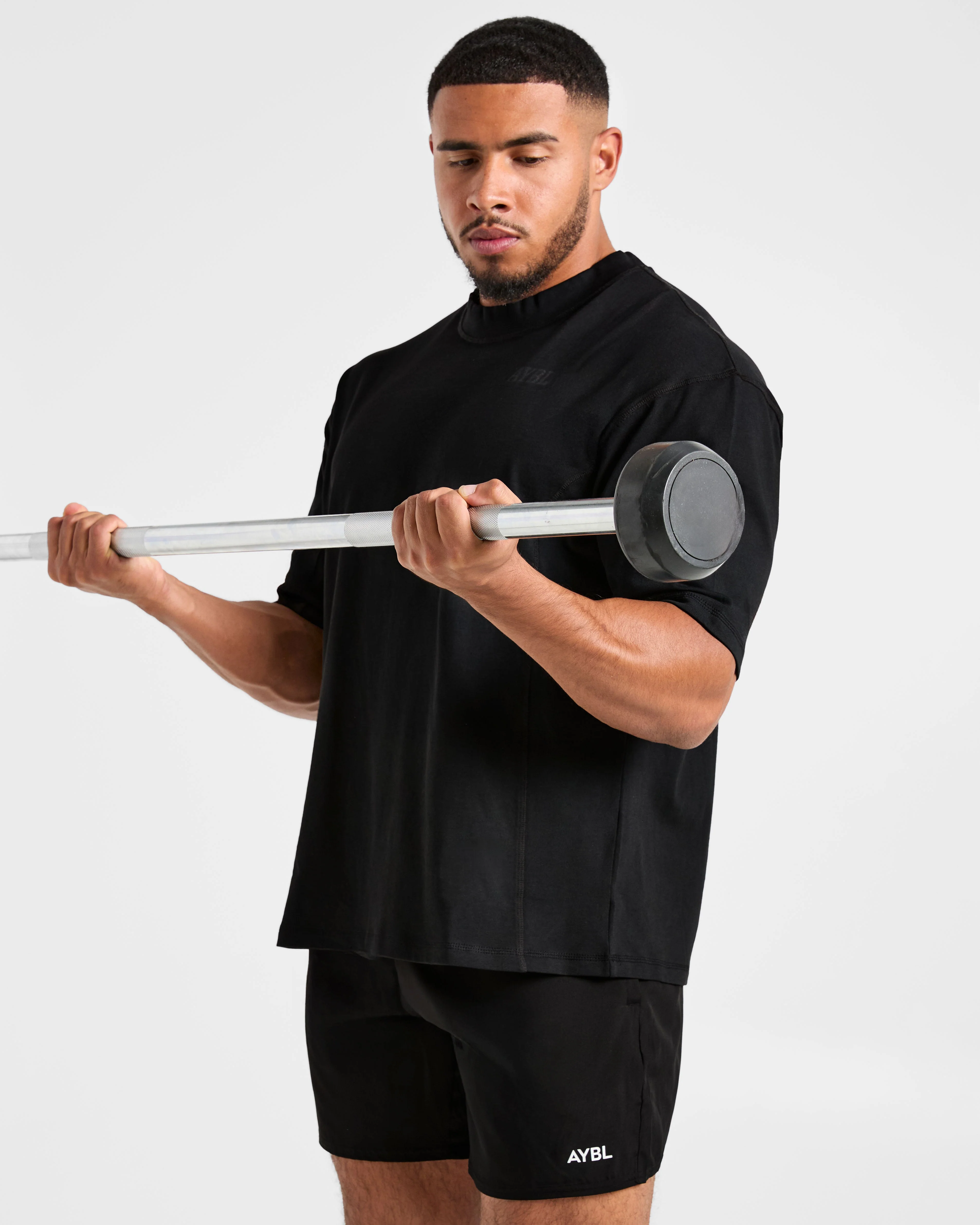 Lift Club Distressed Oversized T Shirt - Black/Charcoal - Image 7