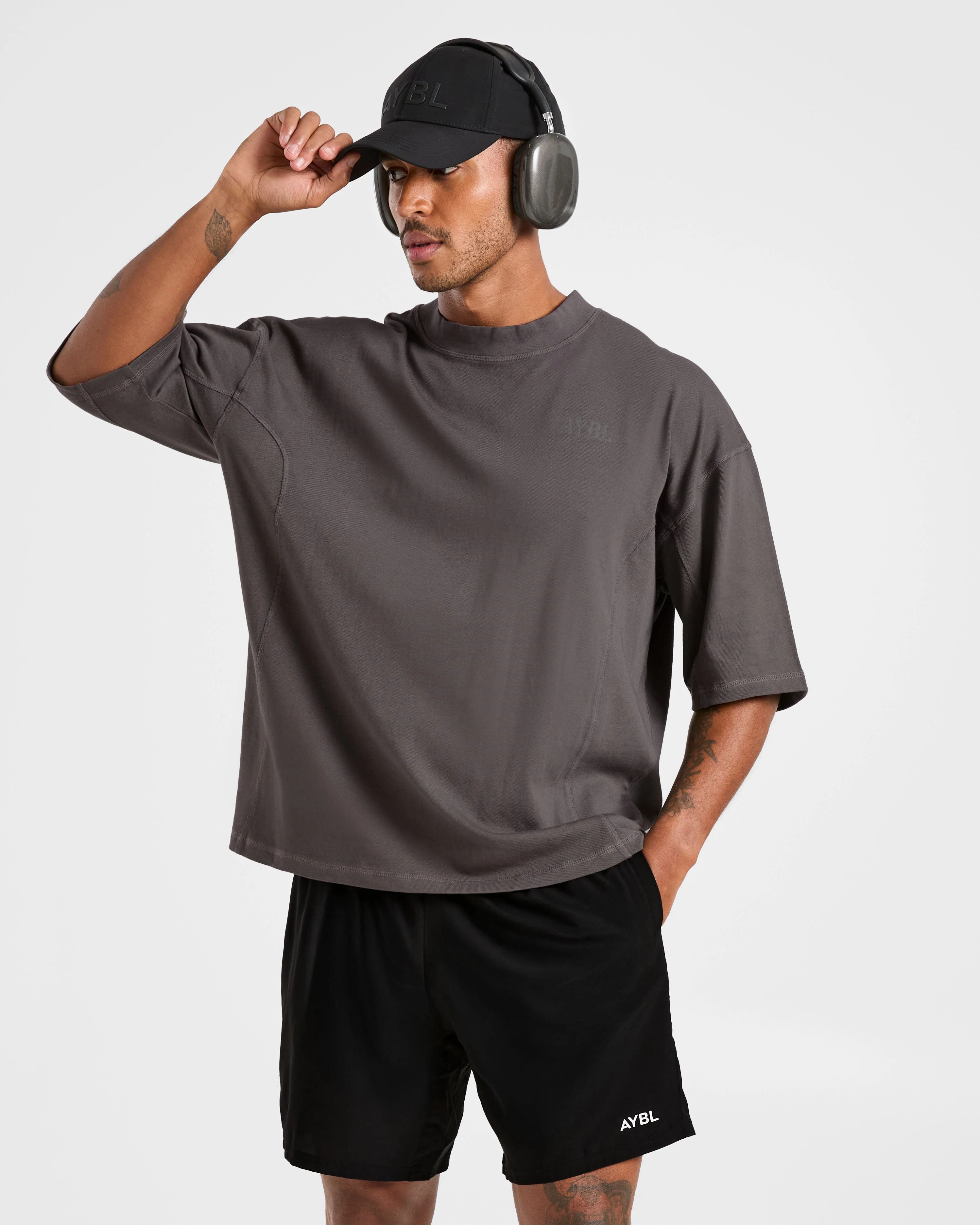 Lift Club Distressed Oversized T Shirt - Charcoal - Image 7