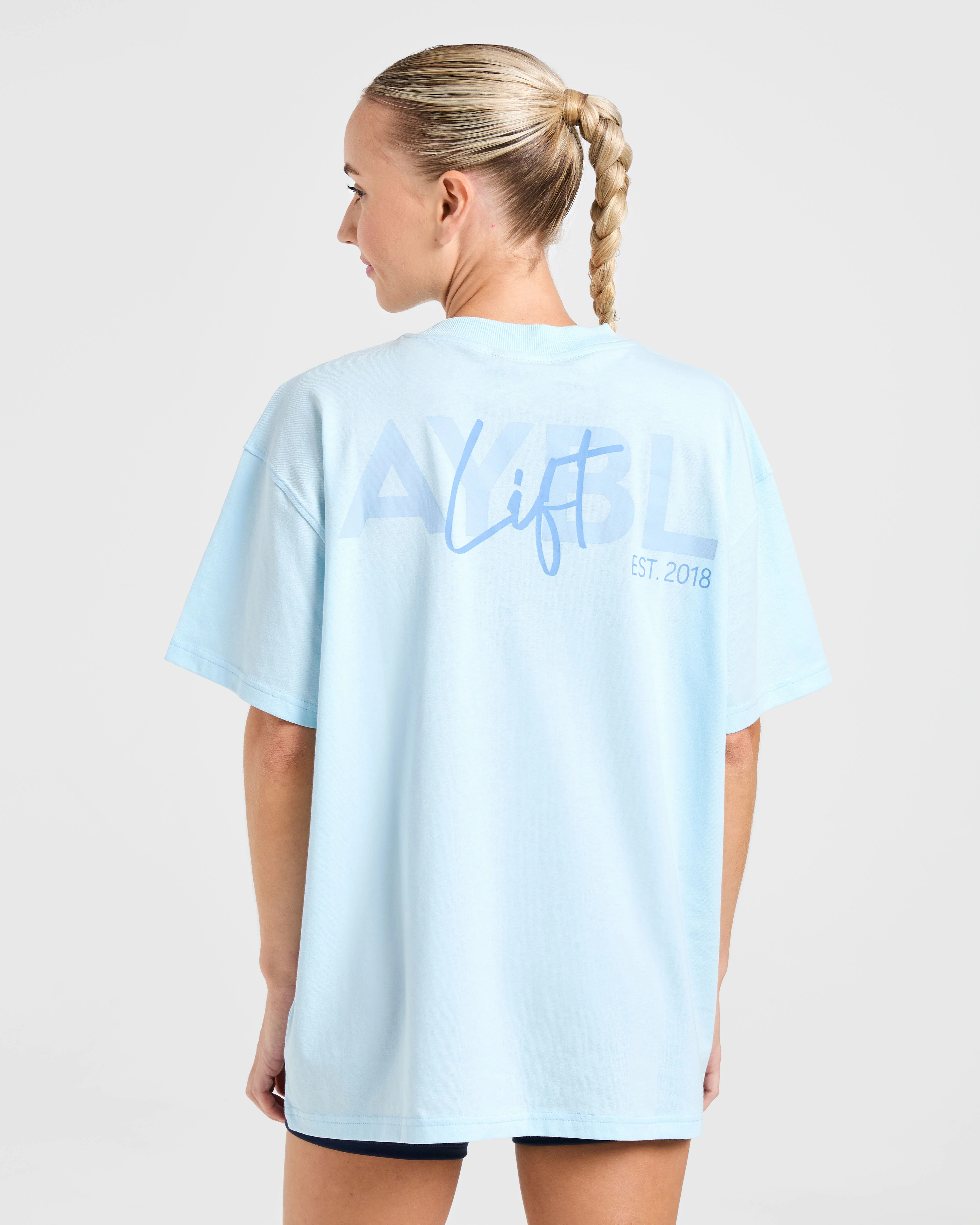Lift Graphic Oversized T Shirt - Baby Blue