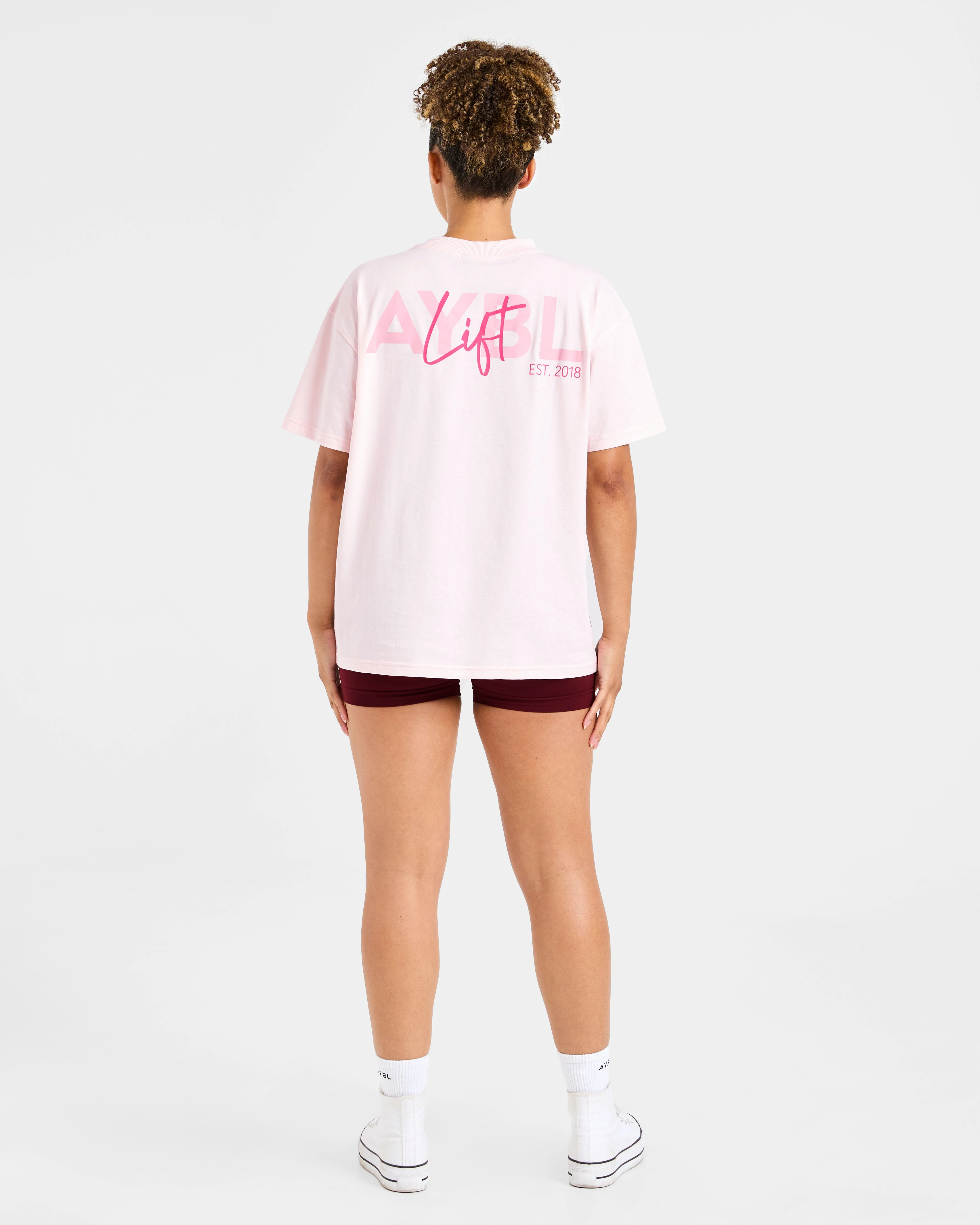 Lift Graphic Oversized T Shirt - Baby Pink - Image 4