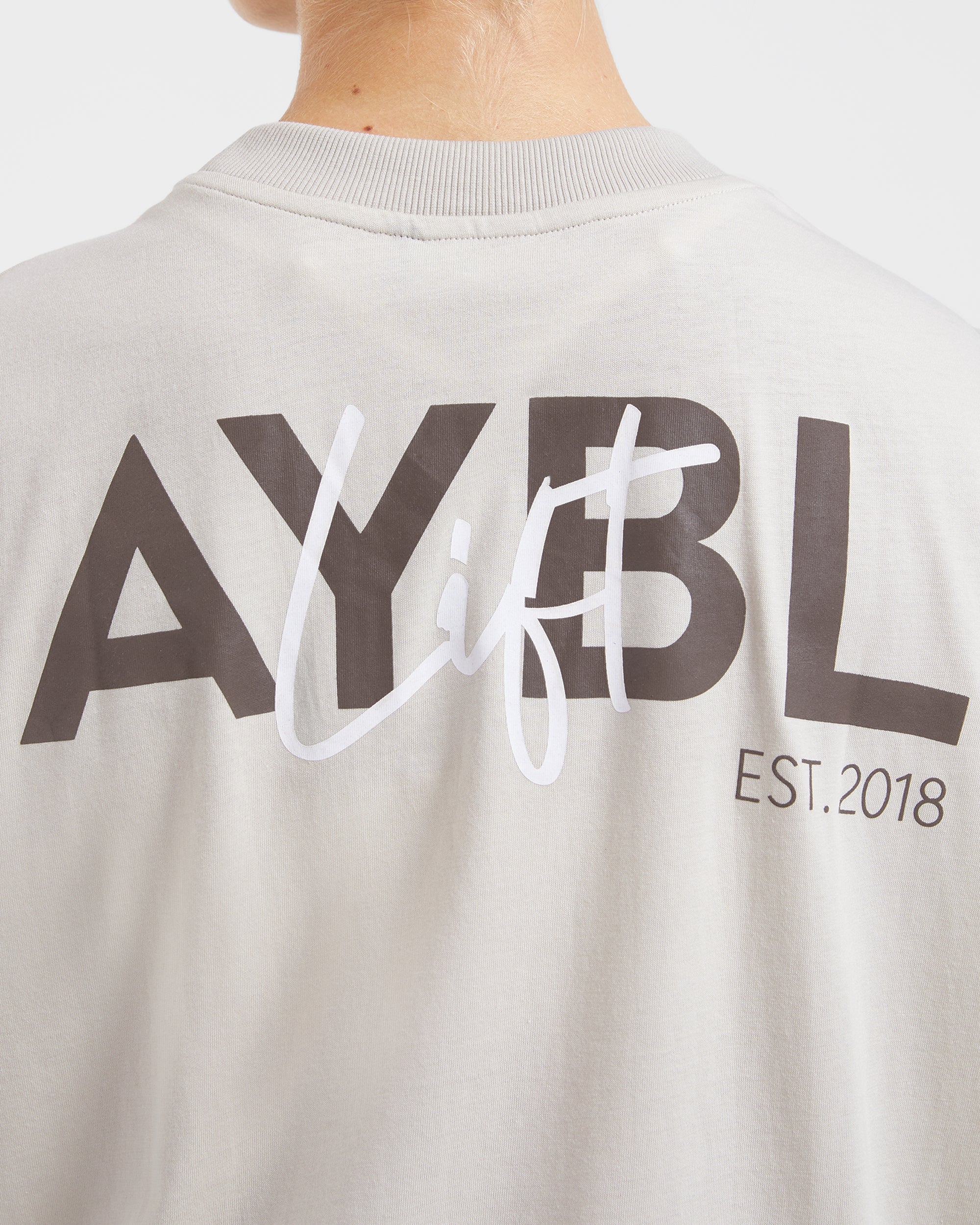Lift Graphic Oversized T Shirt - Beige - Image 6
