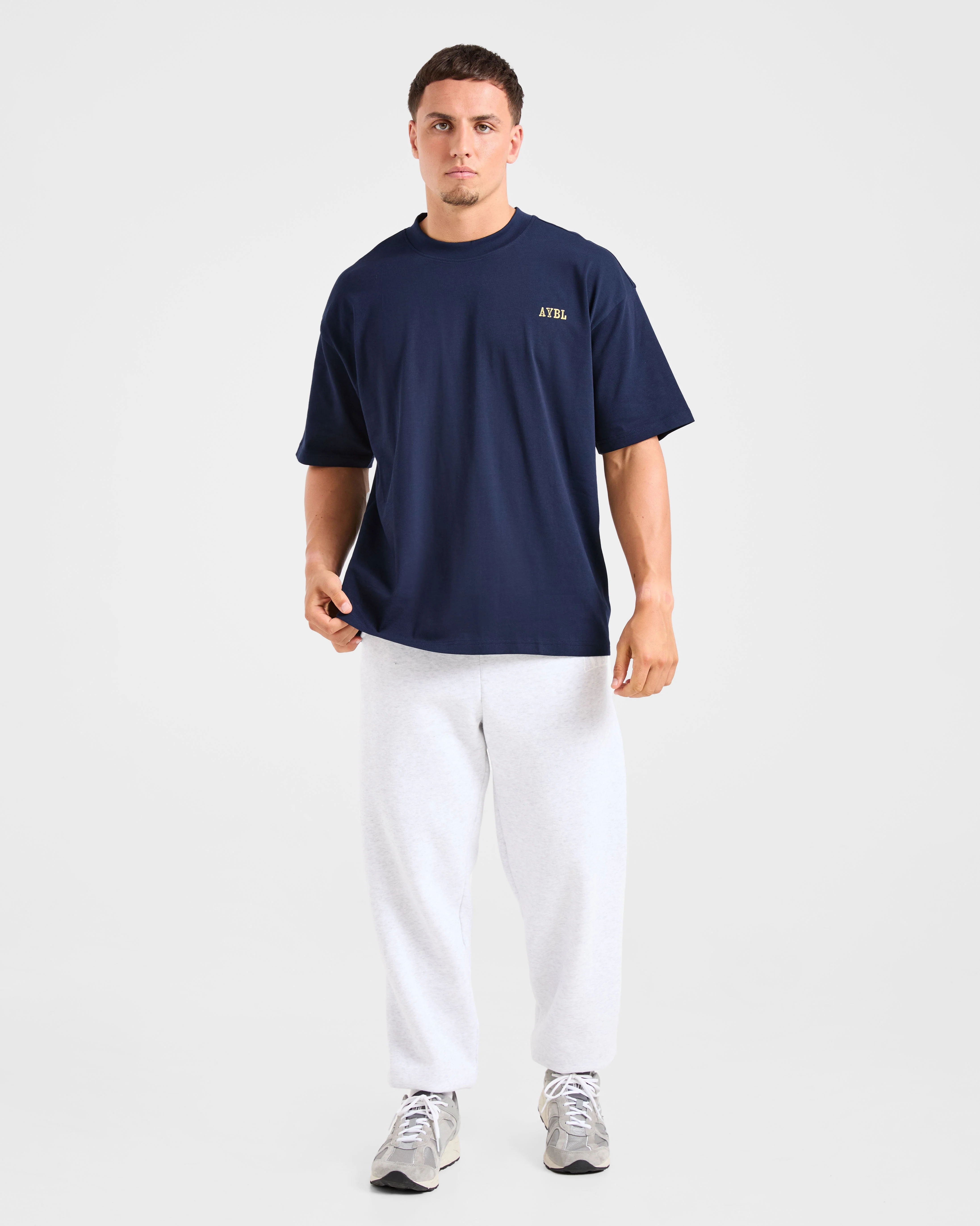 Lifting Essentials Oversized T Shirt - Navy/Yellow - Image 3