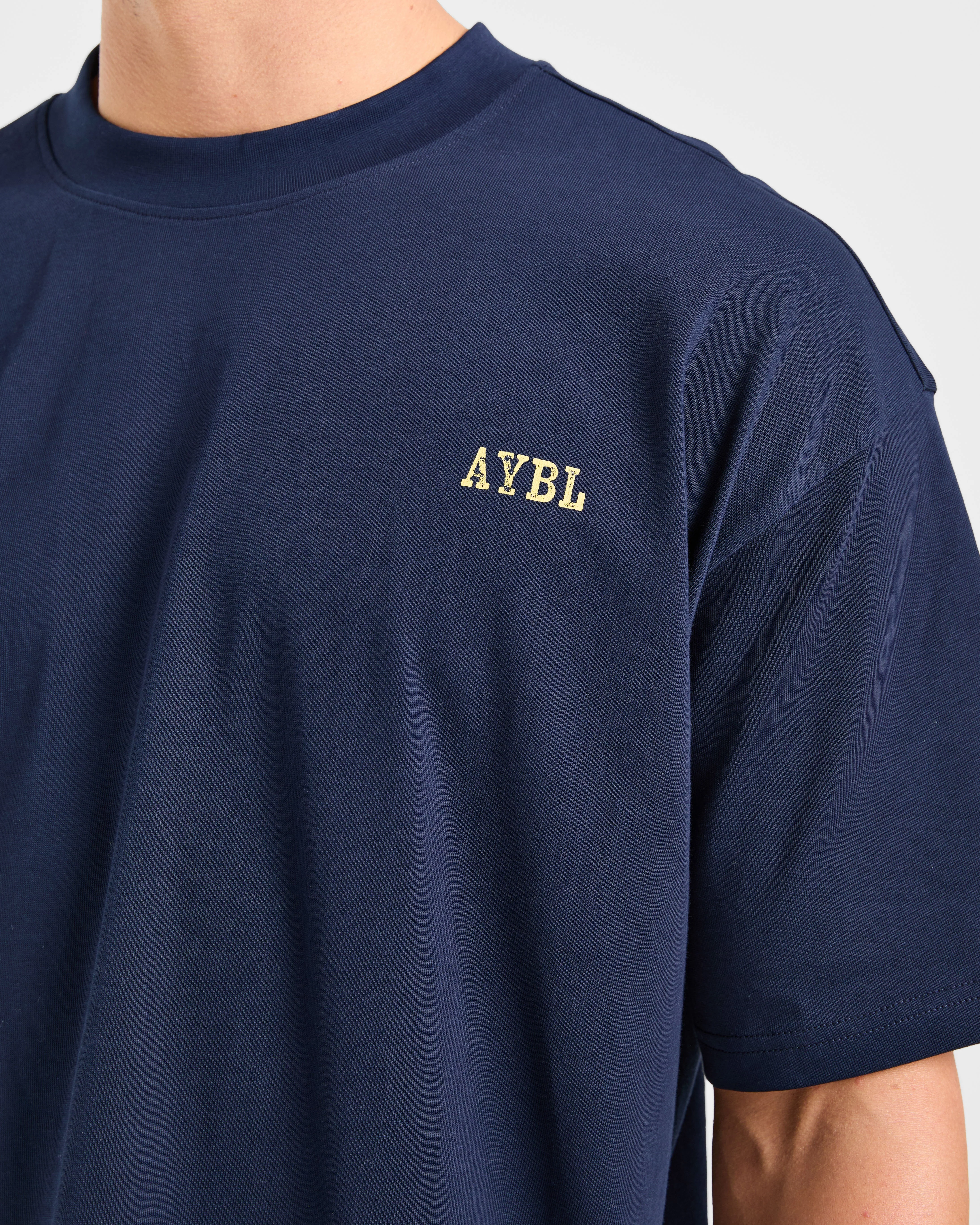 Lifting Essentials Oversized T Shirt - Navy/Yellow - Image 5