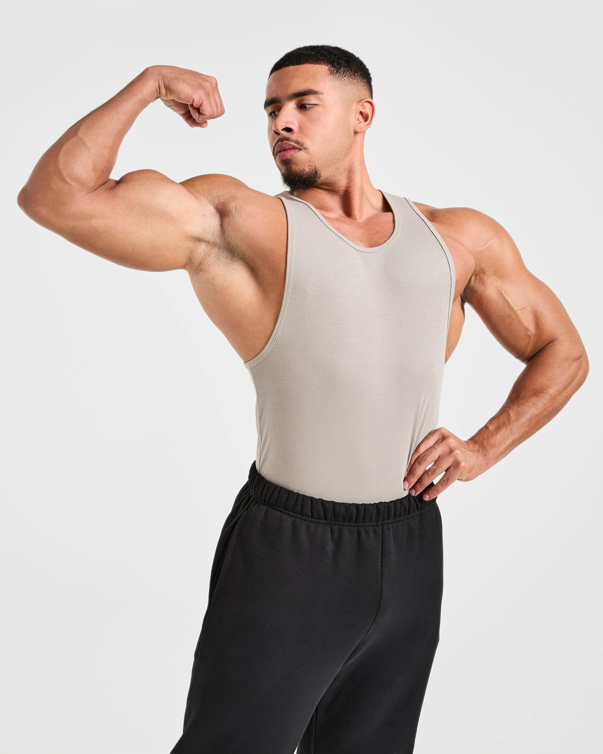 Muscle Ribbed Tank - Cloud Grey - Image 8