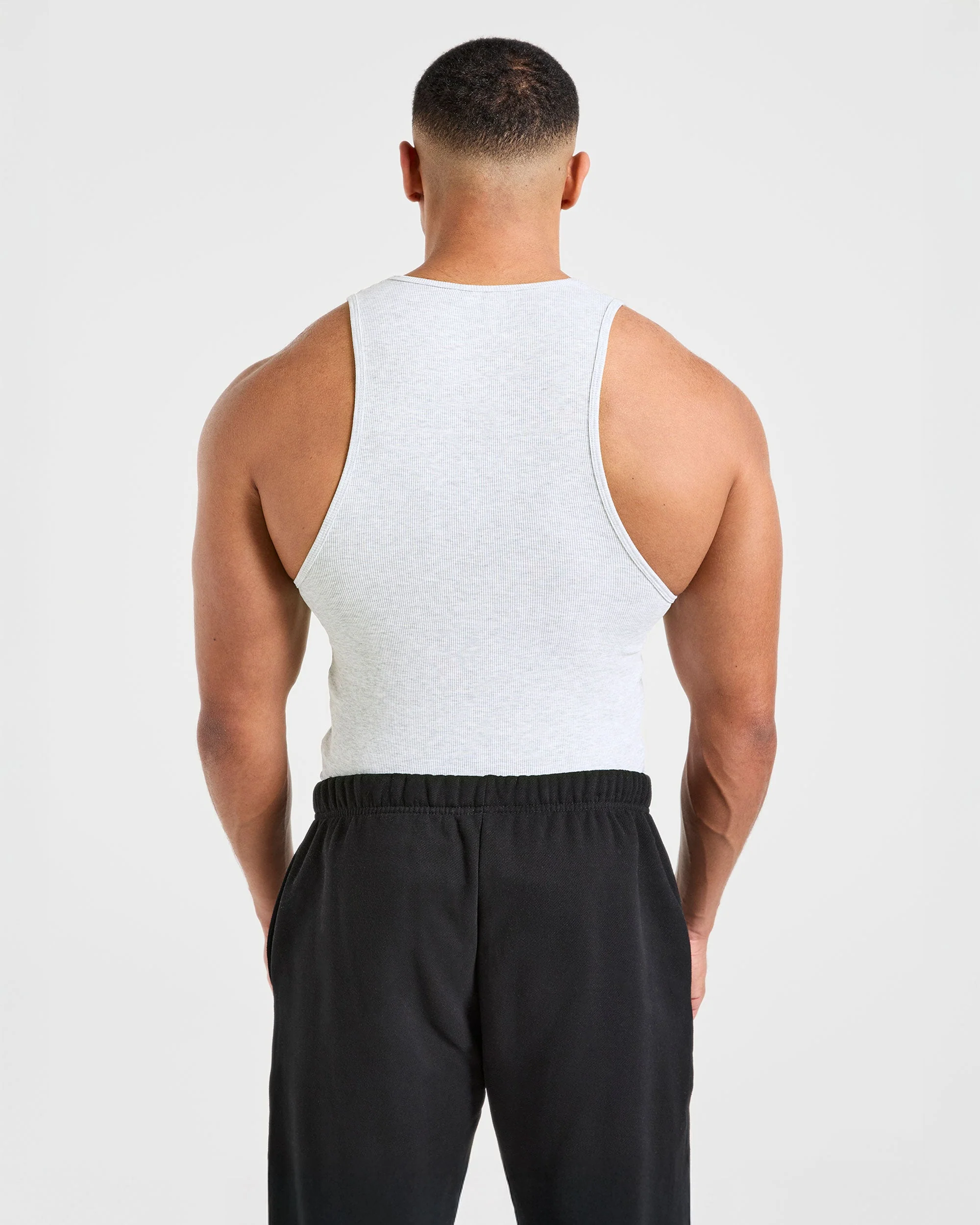 Muscle Ribbed Tank - Light Grey Marl - Image 2