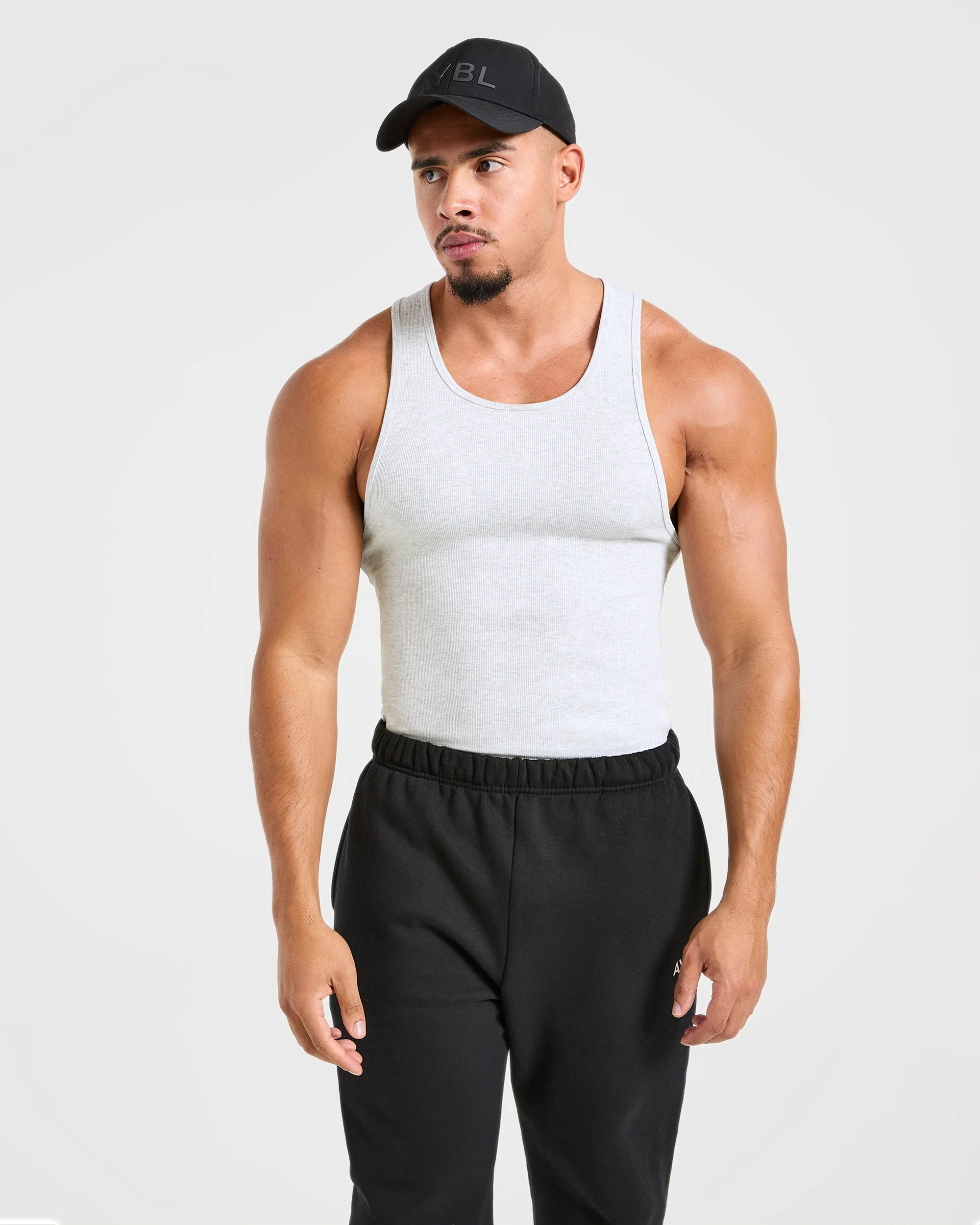 Muscle Ribbed Tank - Light Grey Marl - Image 8